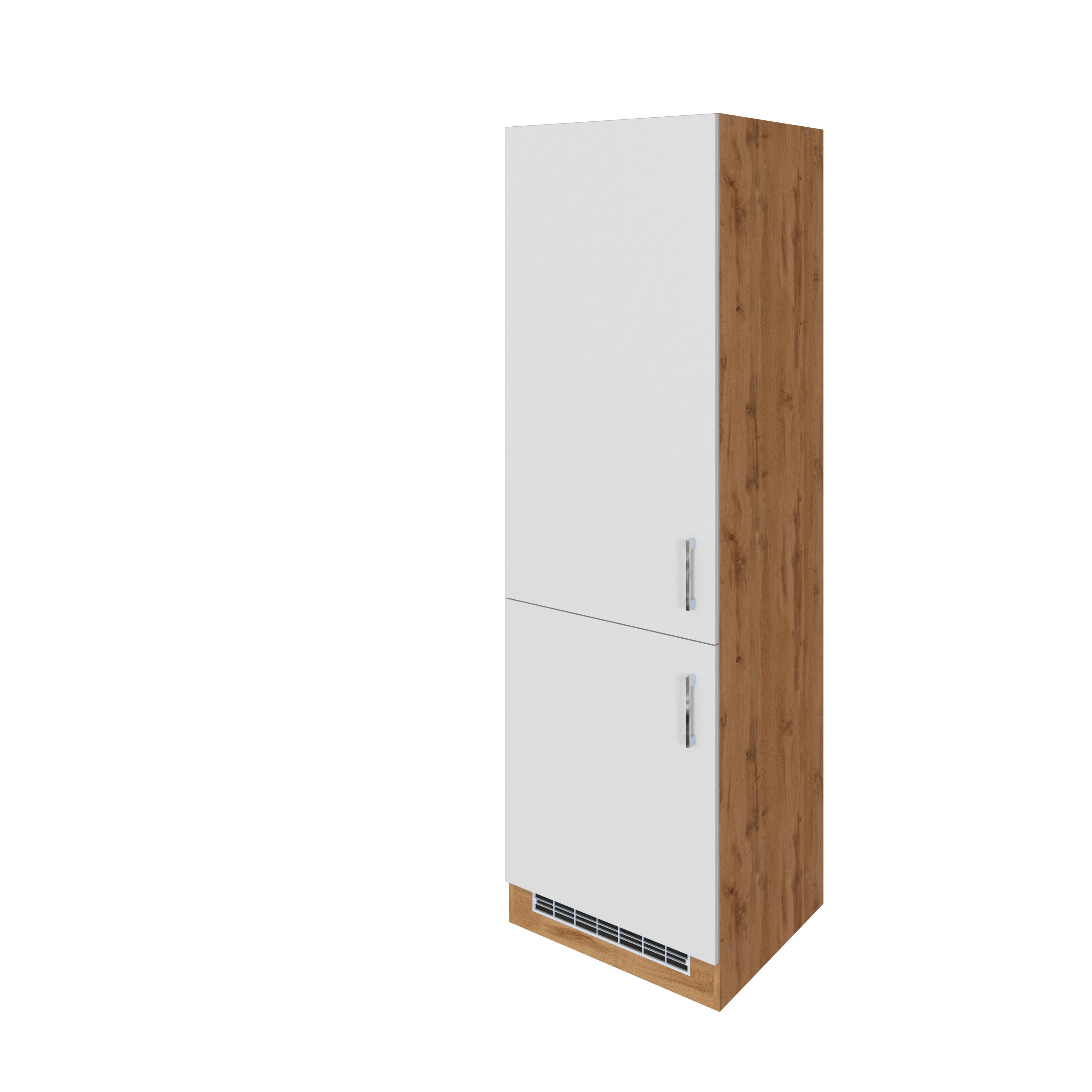 Kühlschrank-umbauschrank Kombi B: 60 Cm Weiß/eiche Dekor - Weiß, MODERN, Holzwerkstoff (60/200/60cm) - Held