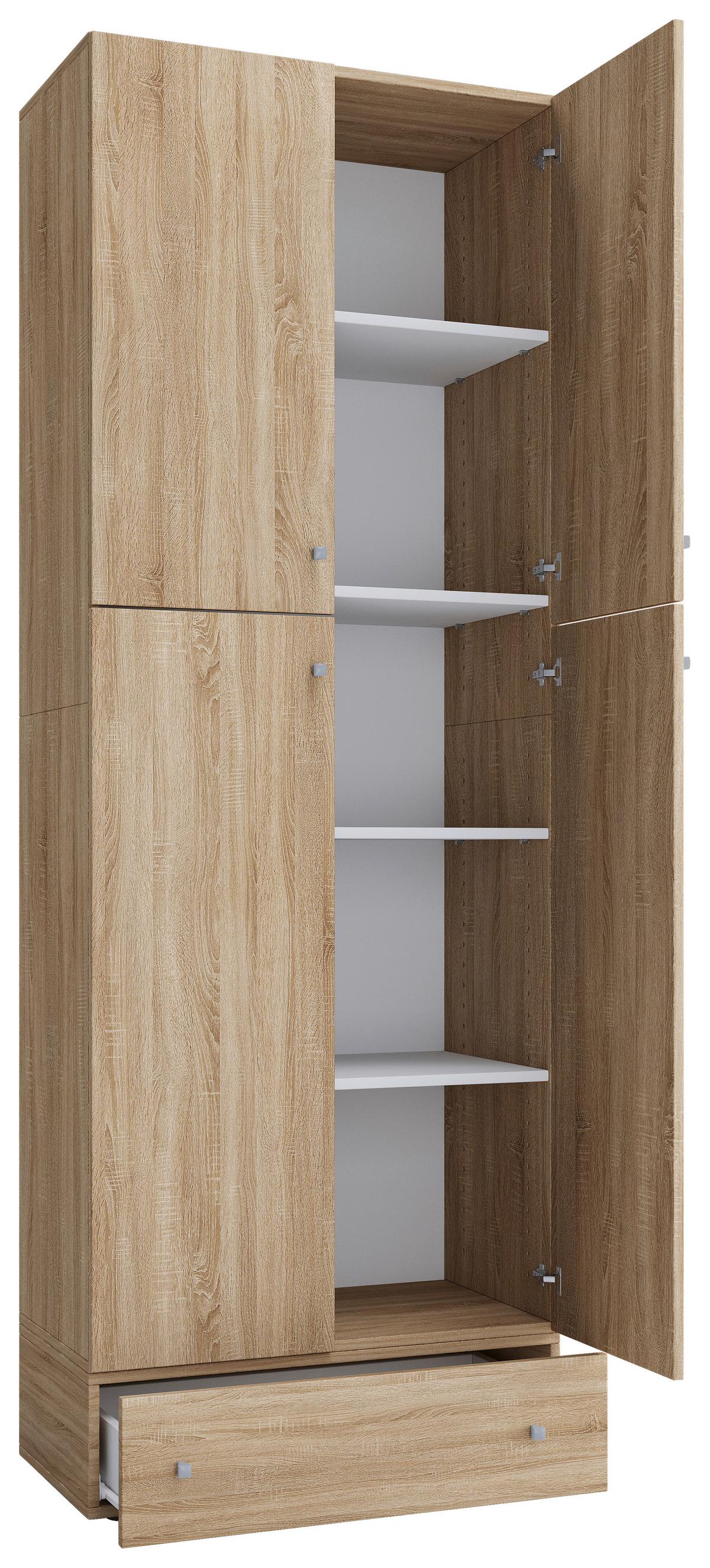 Skrinka na topánky Lona XXL, so zásuvkou, š. 70cm - čierna/sivá, Konventionell, kompozitné drevo/plast (70/200/39cm) - MID.YOU