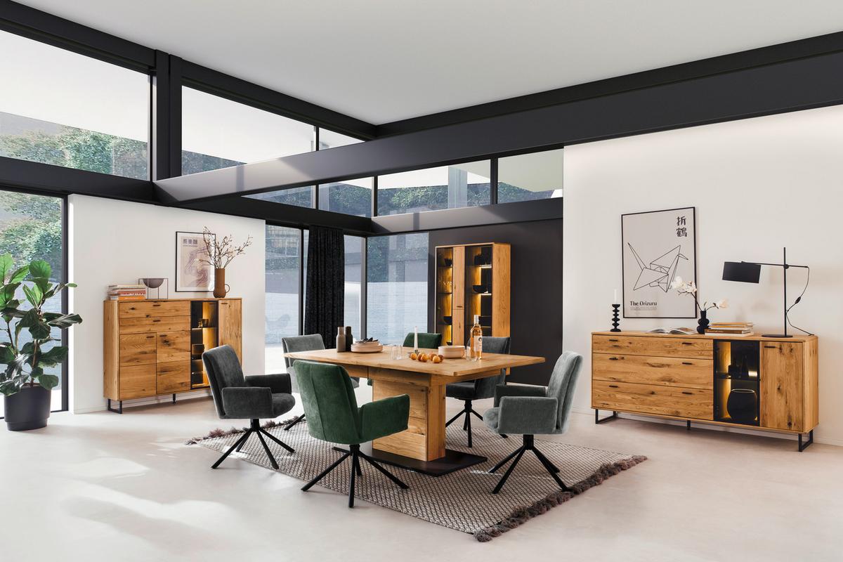 Vitrine Arezzo Wildeiche/Anthrazit B: 100 cm - Wildeiche/Anthrazit, Design, Glas/Holz (100/186/37cm) - MID.YOU