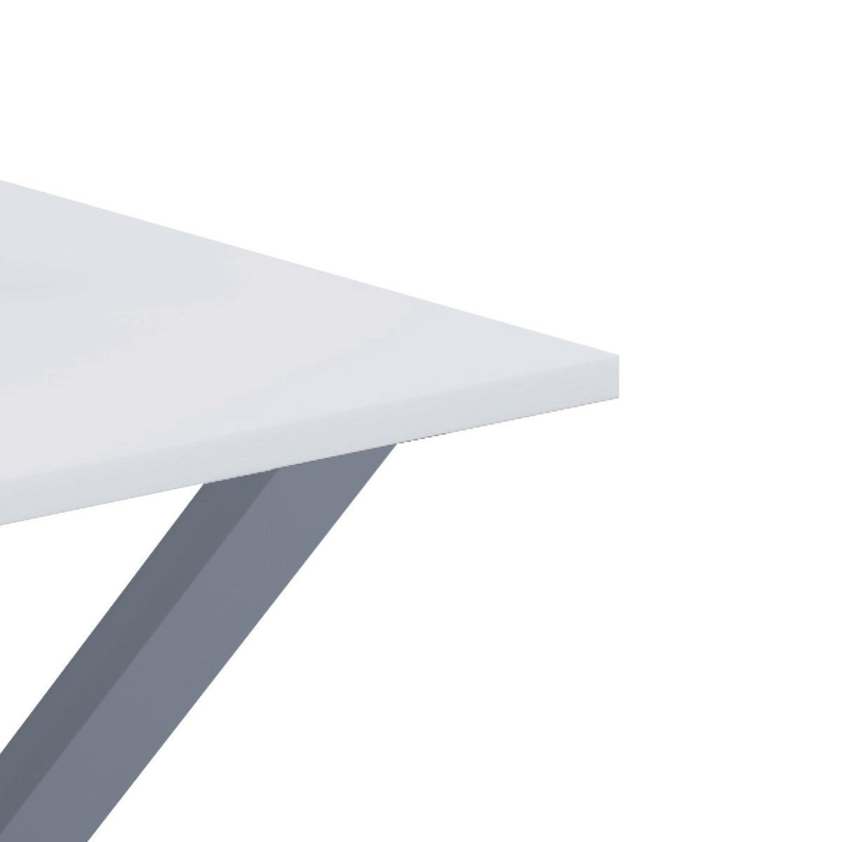 Schreibtisch Lona Silberfarben/weiß B: 50 Cm - Silberfarben/Weiß, MODERN, Holzwerkstoff/Metall (140/50/76cm) - MID.YOU