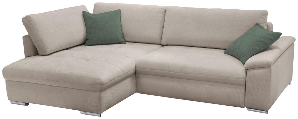 Ecksofa Casa Grande,sandfarben Schenkel: 178x268 cm - Sandfarben/Silberfarben, Design, Textil (178/268cm) - Livetastic