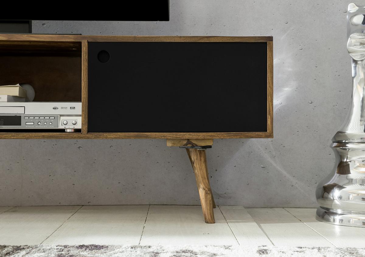 Nízka komoda pod TV Repa š:140cm masív - čierna/farba indického palisandra, Design, drevo (140/45/35cm) - MID.YOU