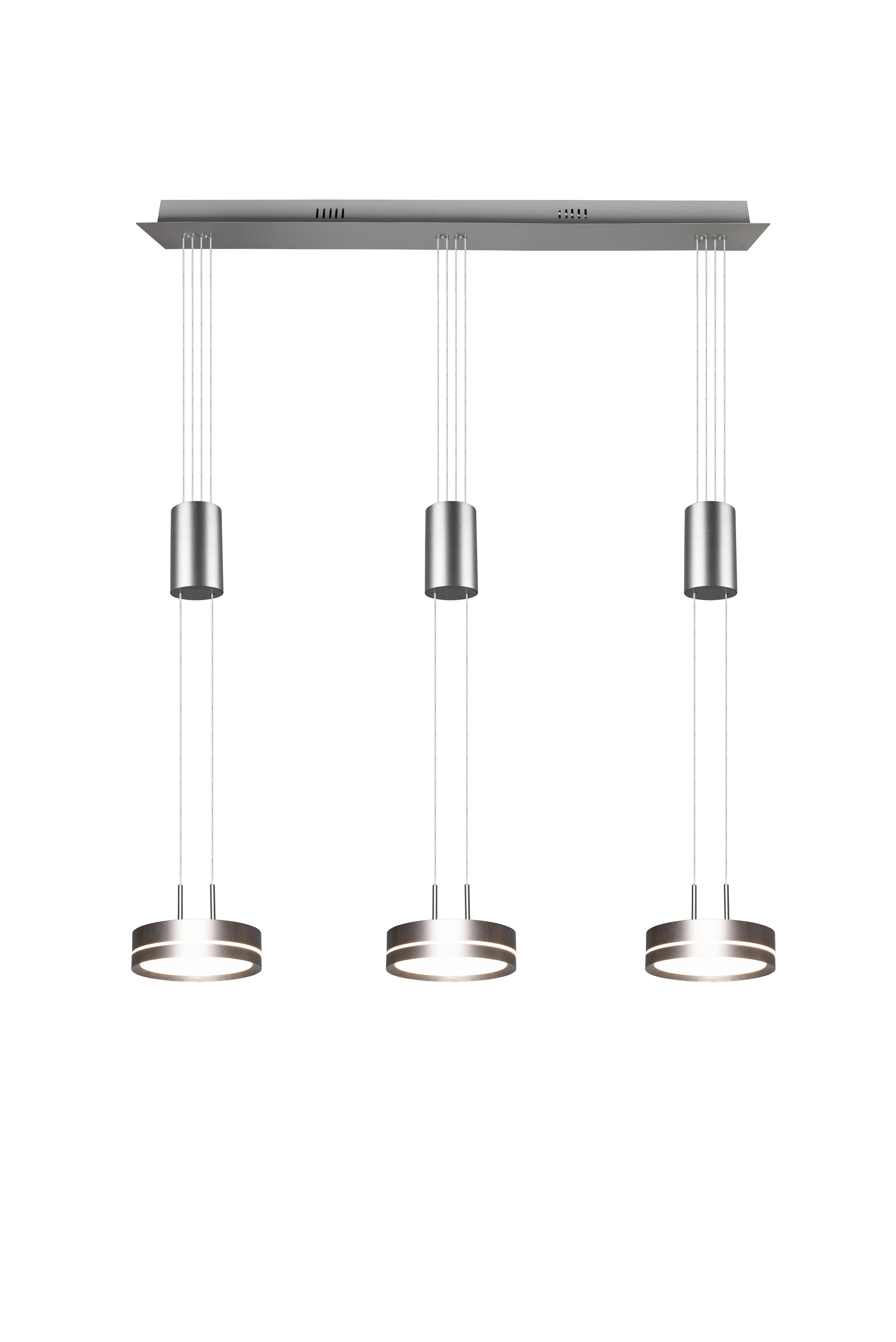 LED-Hängeleuchte Trio H: 150 cm 3-Flammig, dimmbar - Nickelfarben, Basics, Metall (85/150/14cm) - Trio Leuchten
