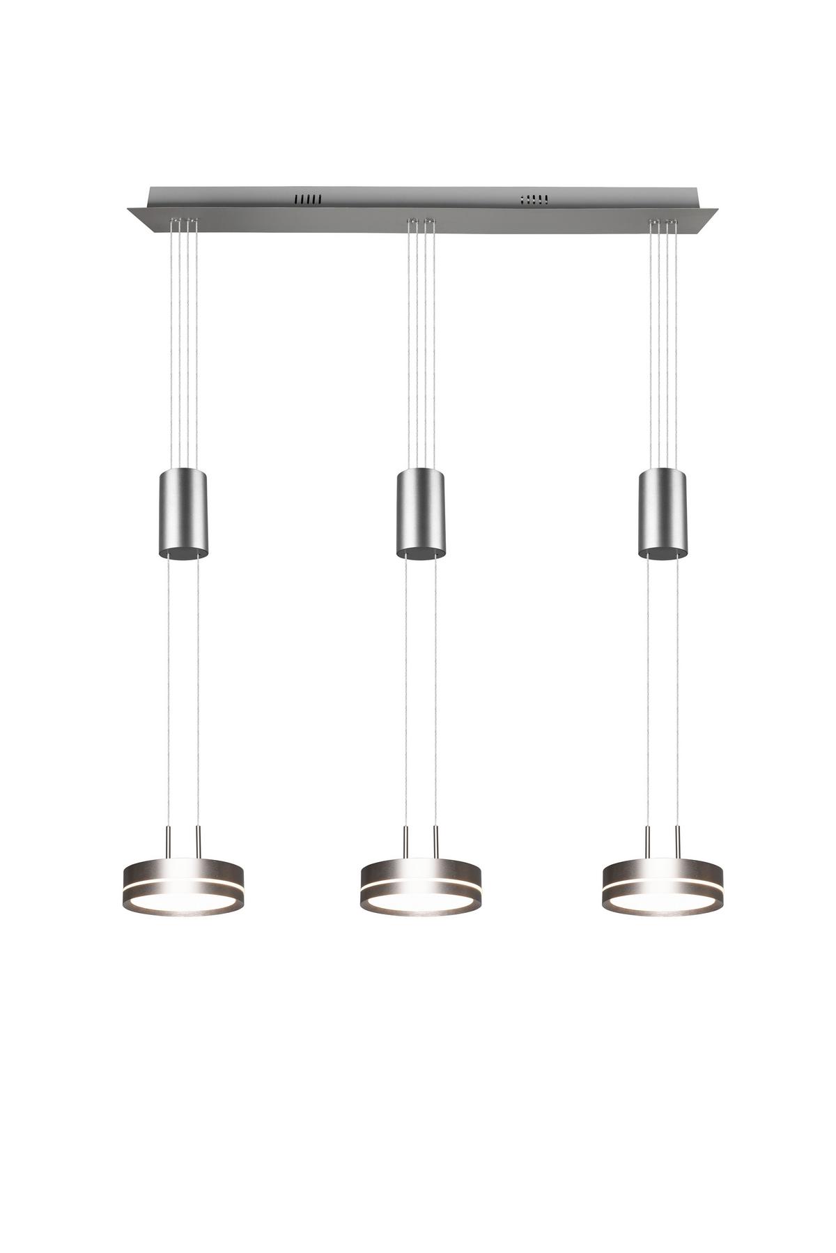 LED-Hängeleuchte Trio H: 150 cm 3-Flammig, dimmbar - Nickelfarben, Basics, Metall (85/150/14cm) - Trio Leuchten