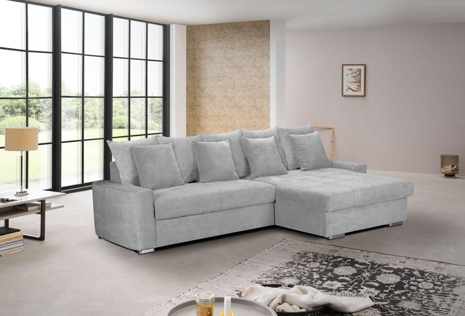 Ecksofa mit Schlaffunktion Salvador inkl. Bettkasten Grau - Wengefarben/Silberfarben, MODERN, Holz/Textil (293/164cm) - MID.YOU