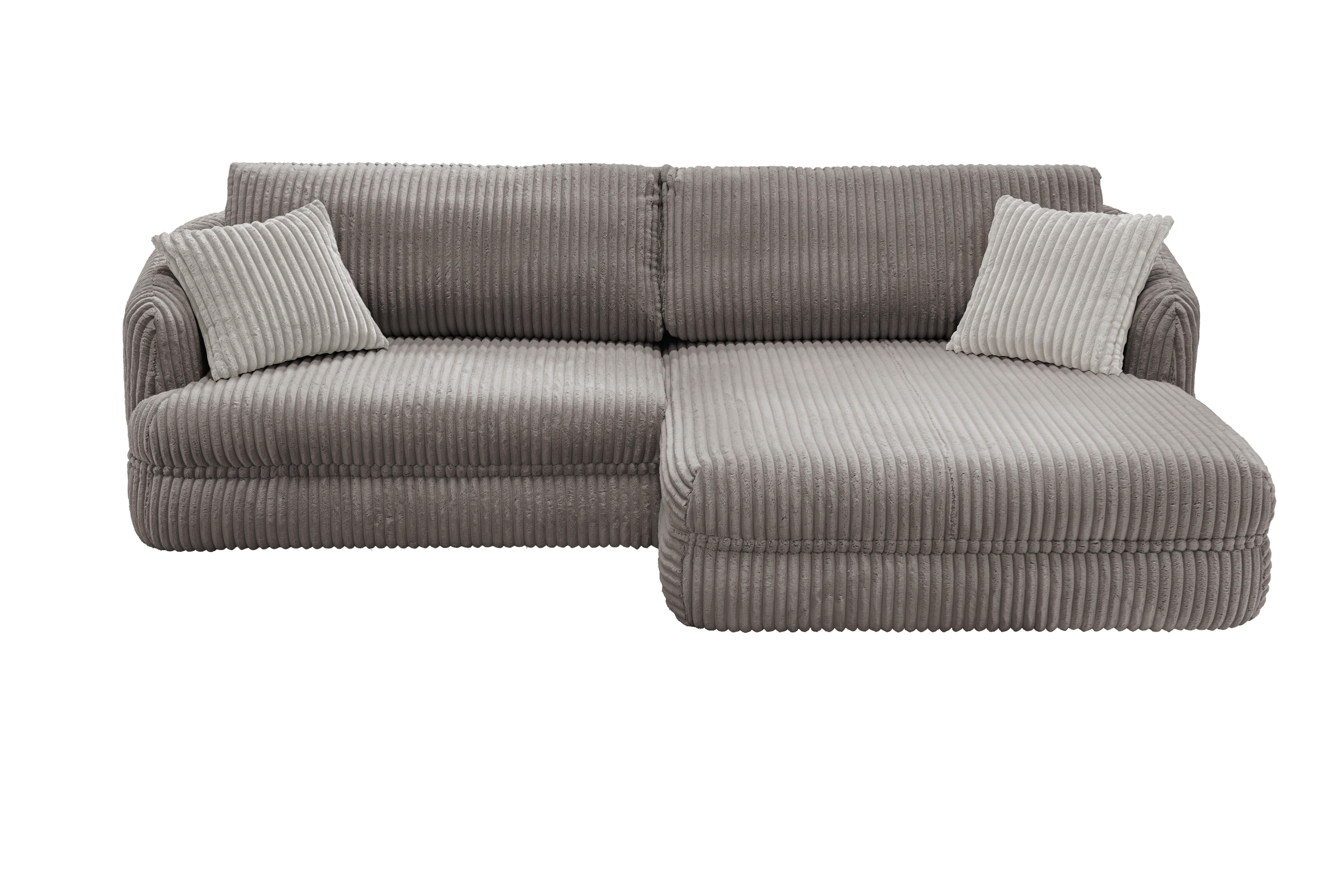 Ecksofa Lush, Taupe Schenkel: 284x161 cm - Taupe/Silberfarben, Design, Textil (284/161cm) - Livetastic