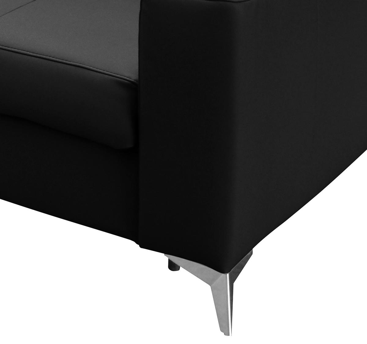 Schlafsofa Mondo, Schwarz B: 206 cm - Silberfarben/Schwarz, Design, Leder/Textil (206/95/101cm) - Livetastic