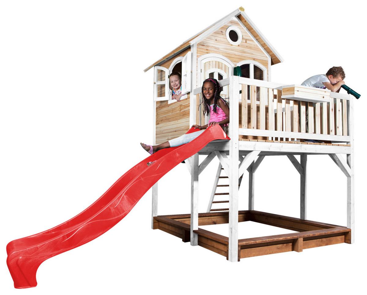 Spielturm A030.151.21 - Rot/Braun, KONVENTIONELL, Holz (377/291/255cm) - Ambia Garden