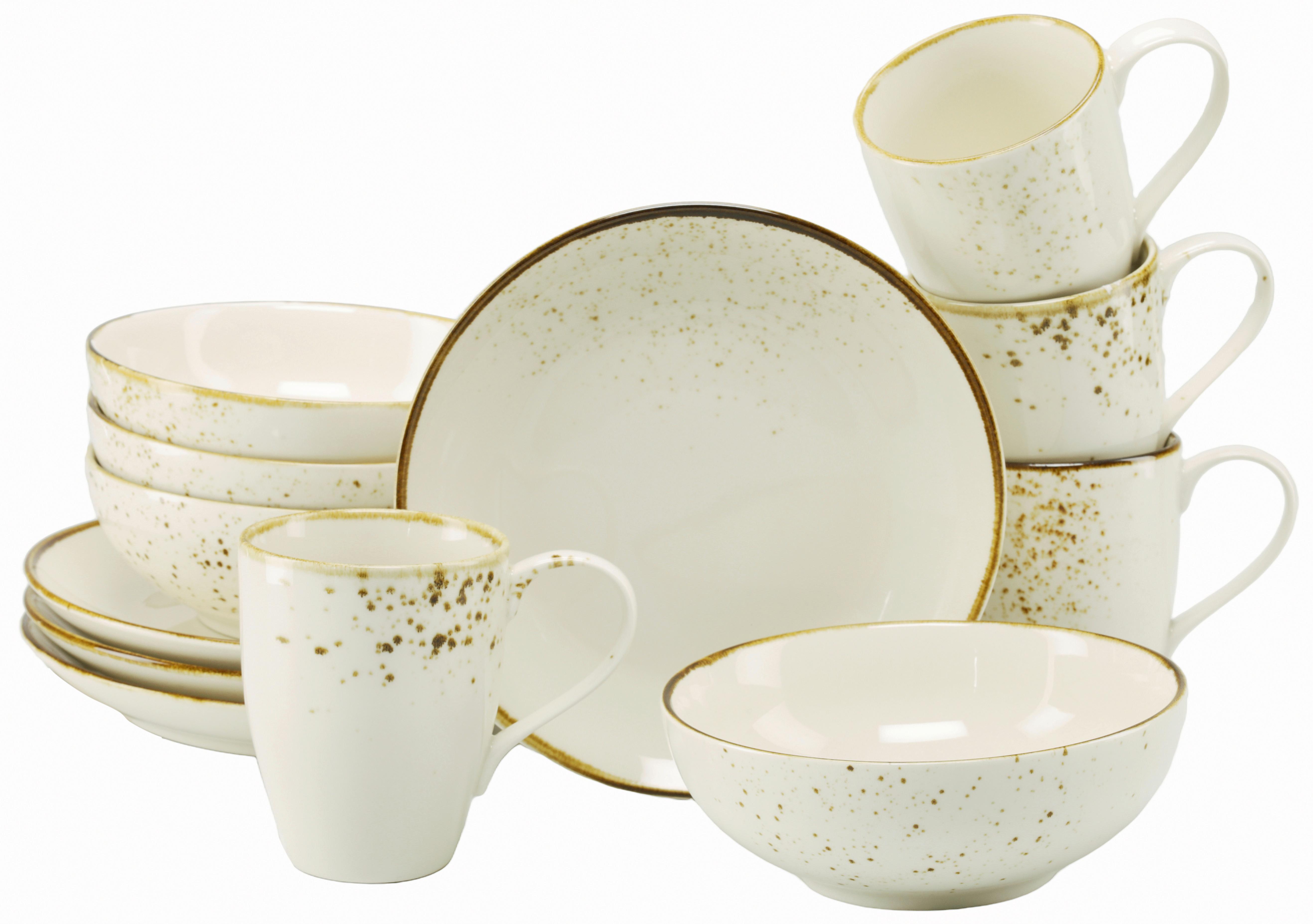 Frühstücksservice 12 -Teilig. Steinzeug, creme - Creme, Basics, Keramik - Creatable