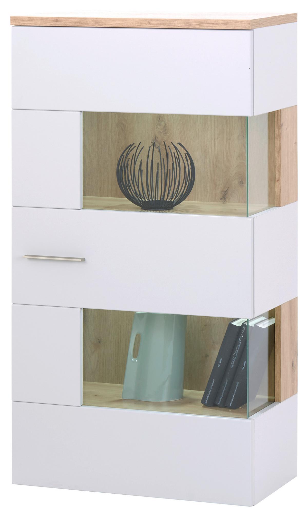 Hängevitrine Twin B: 60,1 cm Hellgrau/Eiche Artisan Dekor - Hellgrau/Eiche Artisan, MODERN, Holzwerkstoff (60,1/113/32,2cm)