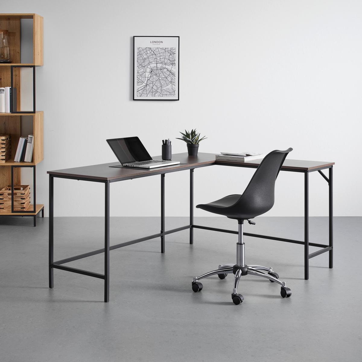 Písací stôl ANABELA - čierna/farba vlašského orecha, Modern, kov (120/150/50/75cm) - Bessagi Home