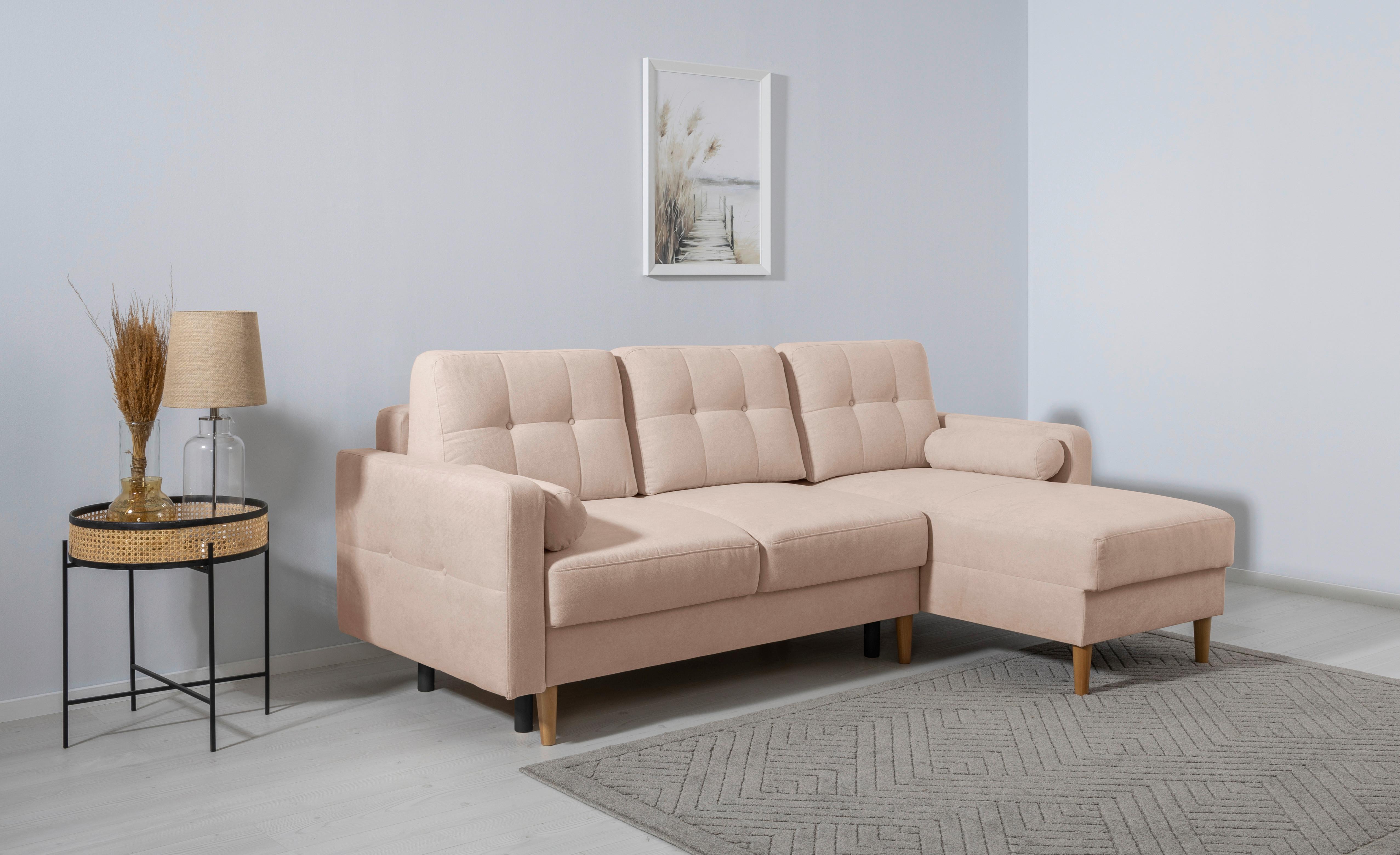 Ecksofa Noret, Creme S: 223x157 Cm - Beige/Buchefarben, Design, Textil (223/157cm) - MID.YOU