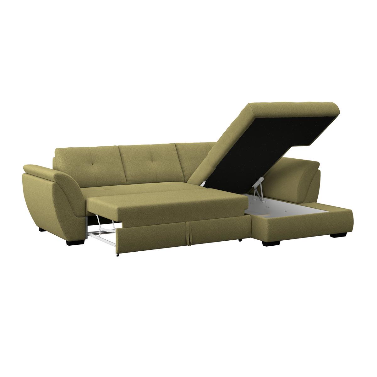 Rohová sedačka BERISSO, pravá, zelená - čierna/zelená, Konventionell, textil (278/187cm) - Ondega