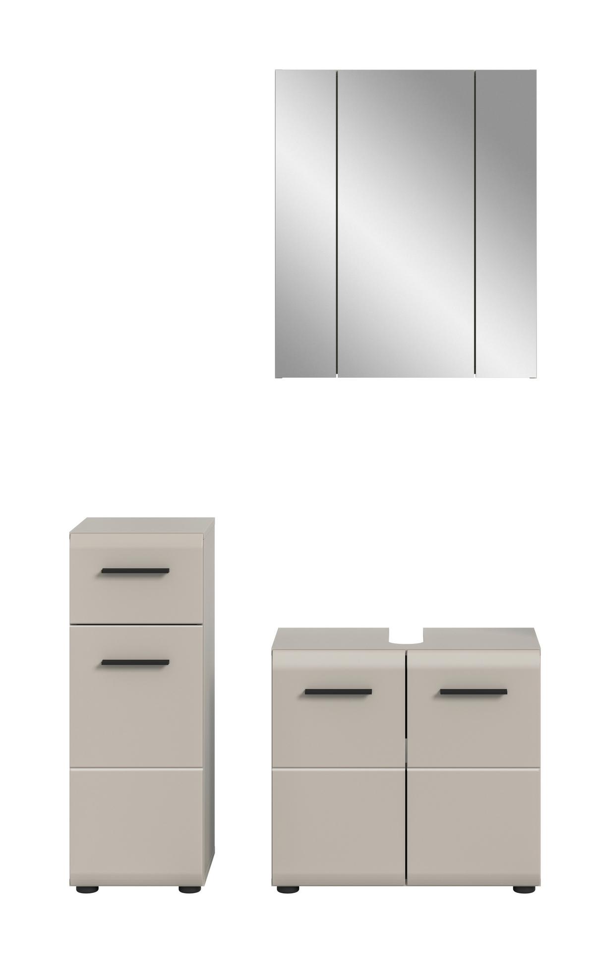 Badezimmer Ice Kaschmir B: 90cm - Kaschmir/Schwarz, Trend, Glas/Holzwerkstoff (90cm) - MID.YOU