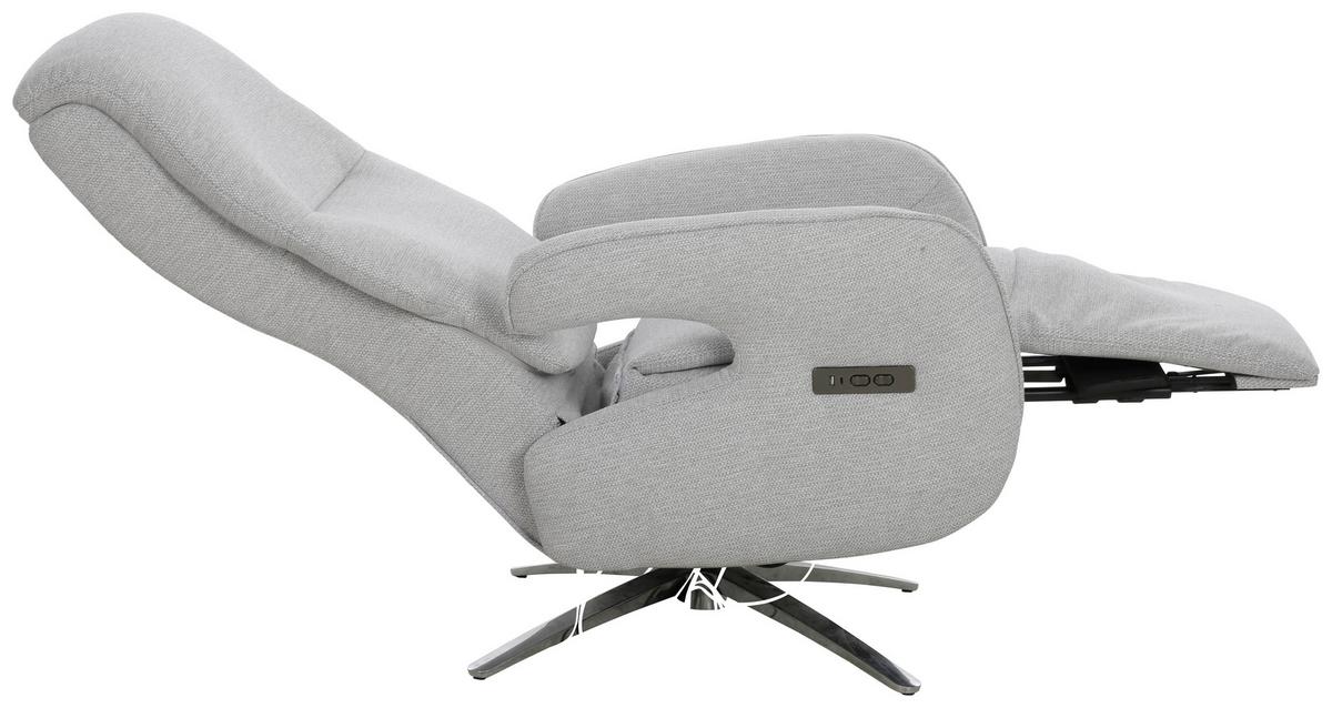 TV kreslo OTTAWA s relaxačnou funkciou - svetlosivá/chrómová, Modern, kov/drevo (74/115/92cm)
