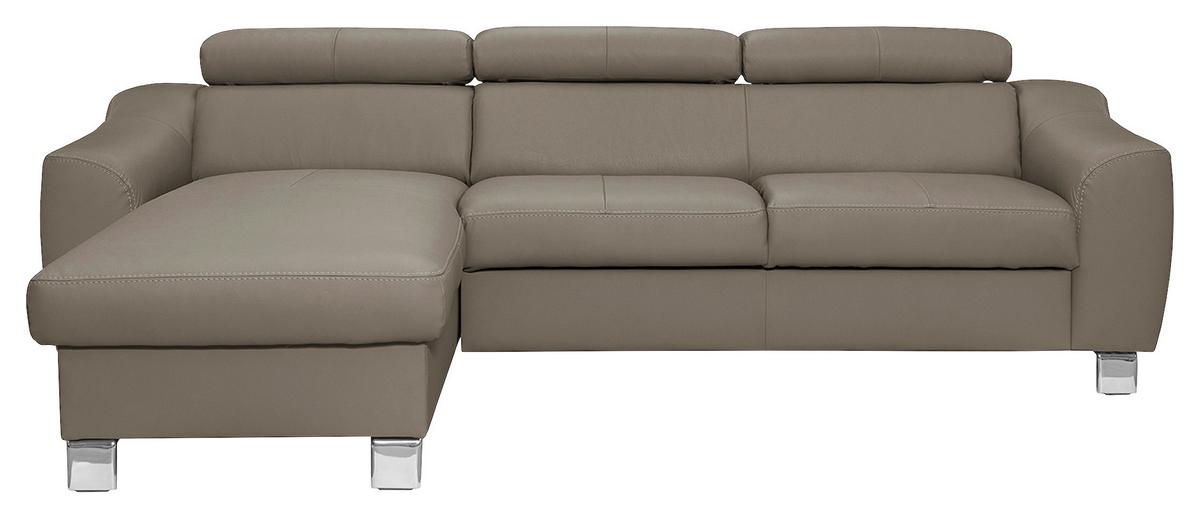 Ecksofa Aspen Taupe S: 176 Cm - Taupe/Chromfarben, Design, Leder/Textil (176/242cm) - Livetastic