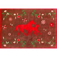 Kinderteppich Pferd Braun/pink 110x170 Cm - Pink/Braun, Trend, Textil (110/170cm)