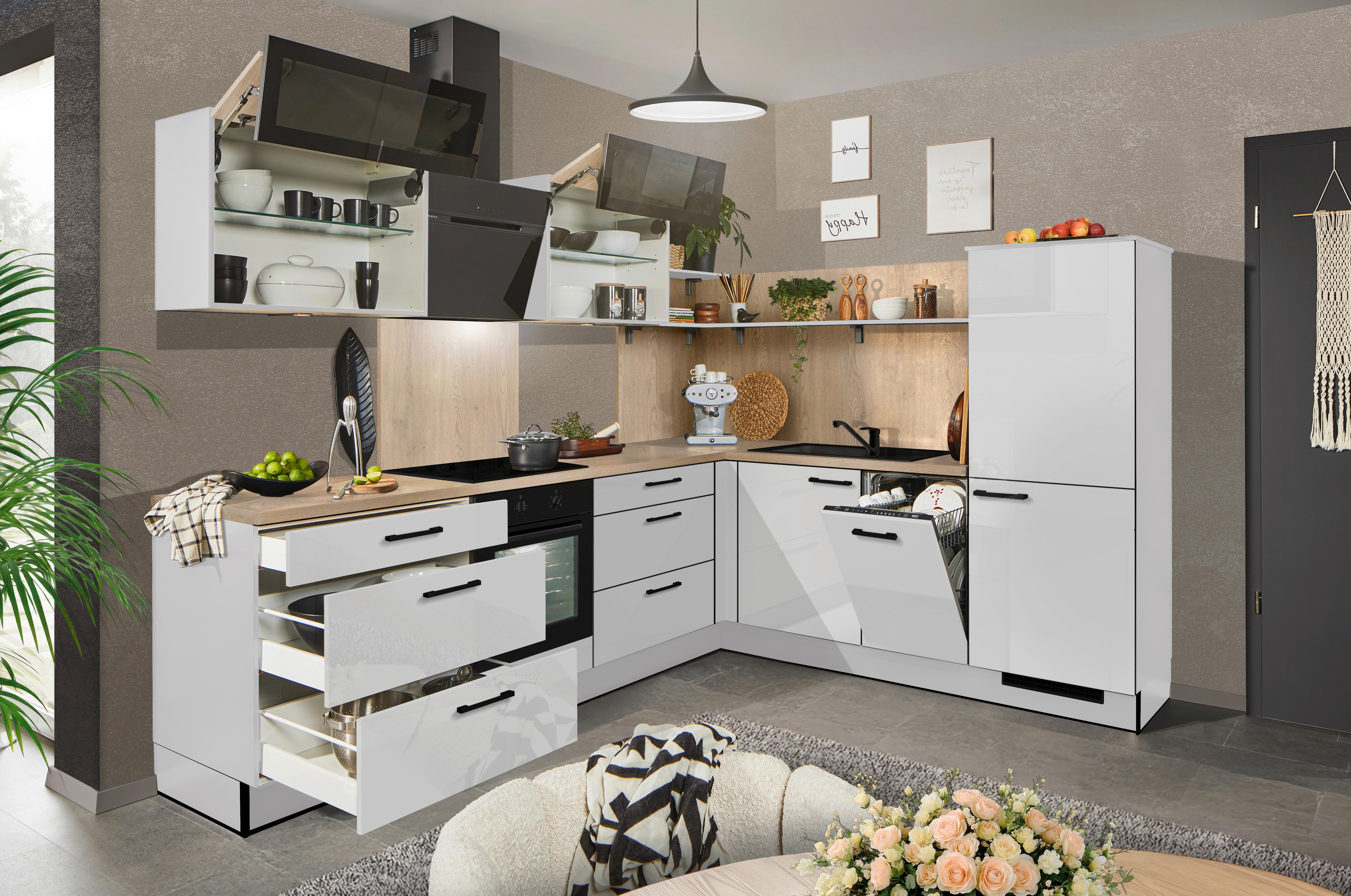 Eckküche Pn215/pn100 - Eichefarben/Hellgrau, MODERN, Holzwerkstoff (285/230cm) - Pino