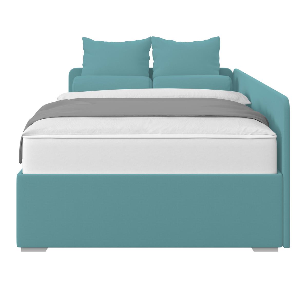 Polsterbett Remi - Türkis/Chromfarben, MODERN, Holz/Textil (120/200cm)