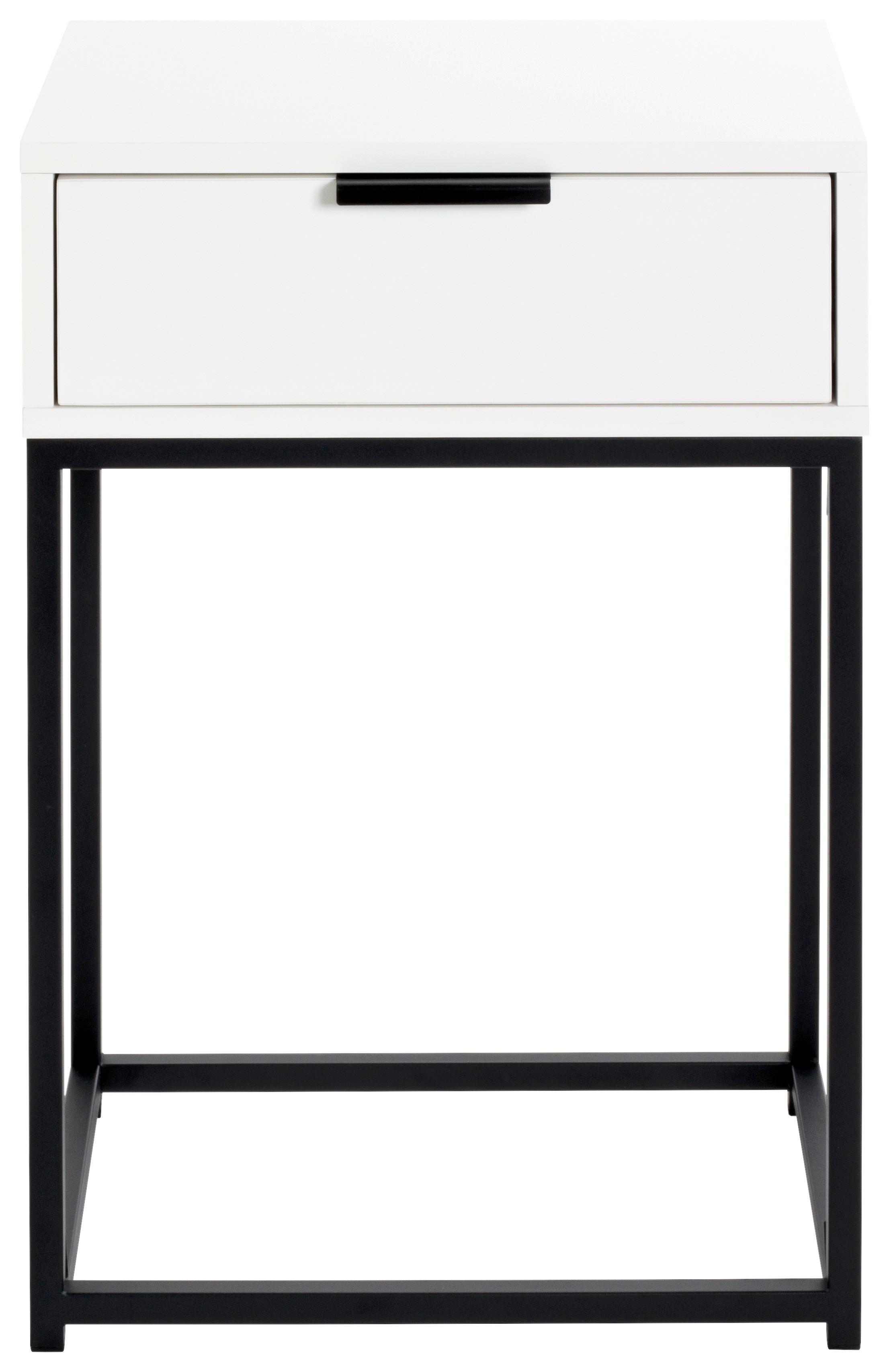 Nočný stolík ILVA biela matná/farby dubu - čierna/biela, Konventionell, kov/kompozitné drevo (40/60/28cm)