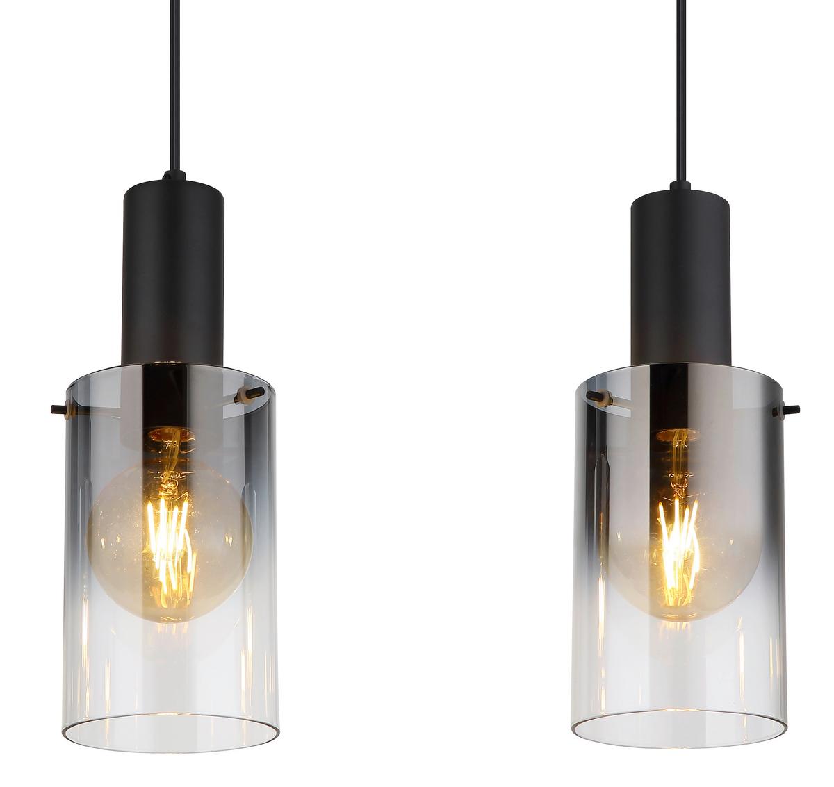HÄNGELEUCHTE 15907-4H - Klar/Schwarz, Design, Glas/Kunststoff (102.5/12.5/150cm) - Globo