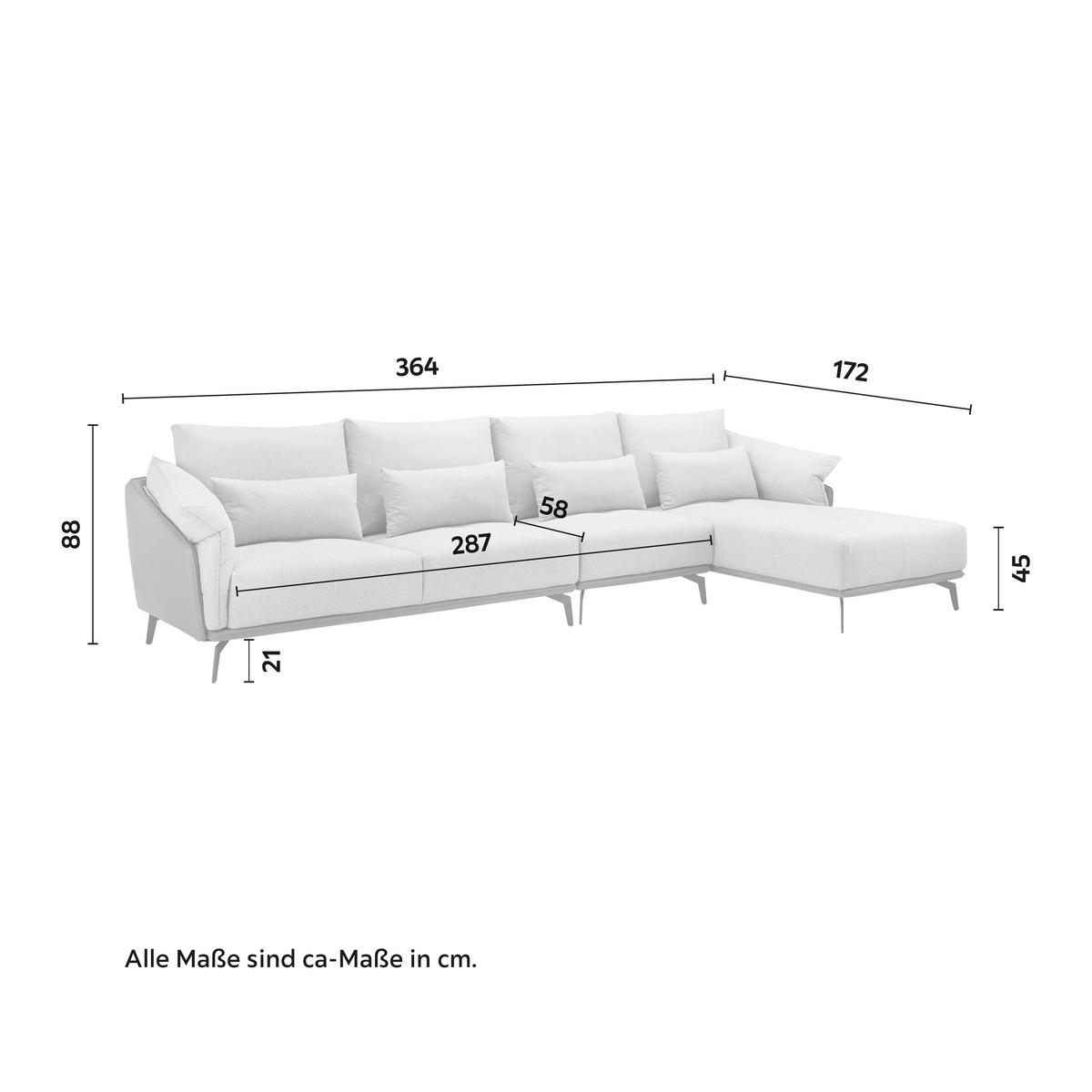 Sedací suoprava ELICIA šedá - černá/světle šedá, Moderní, kov/dřevo (364/88/172cm) - Bessagi Home