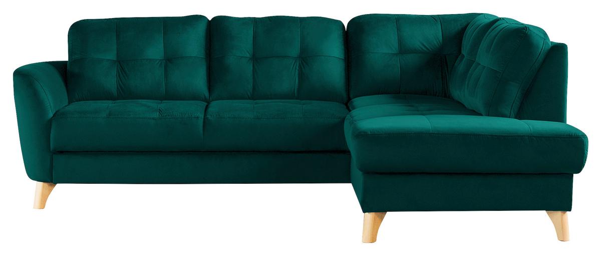 Ecksofa Nordic, Petrol S: 236x190 cm - Buchefarben/Petrol, Design, Textil (236/190cm) - Livetastic