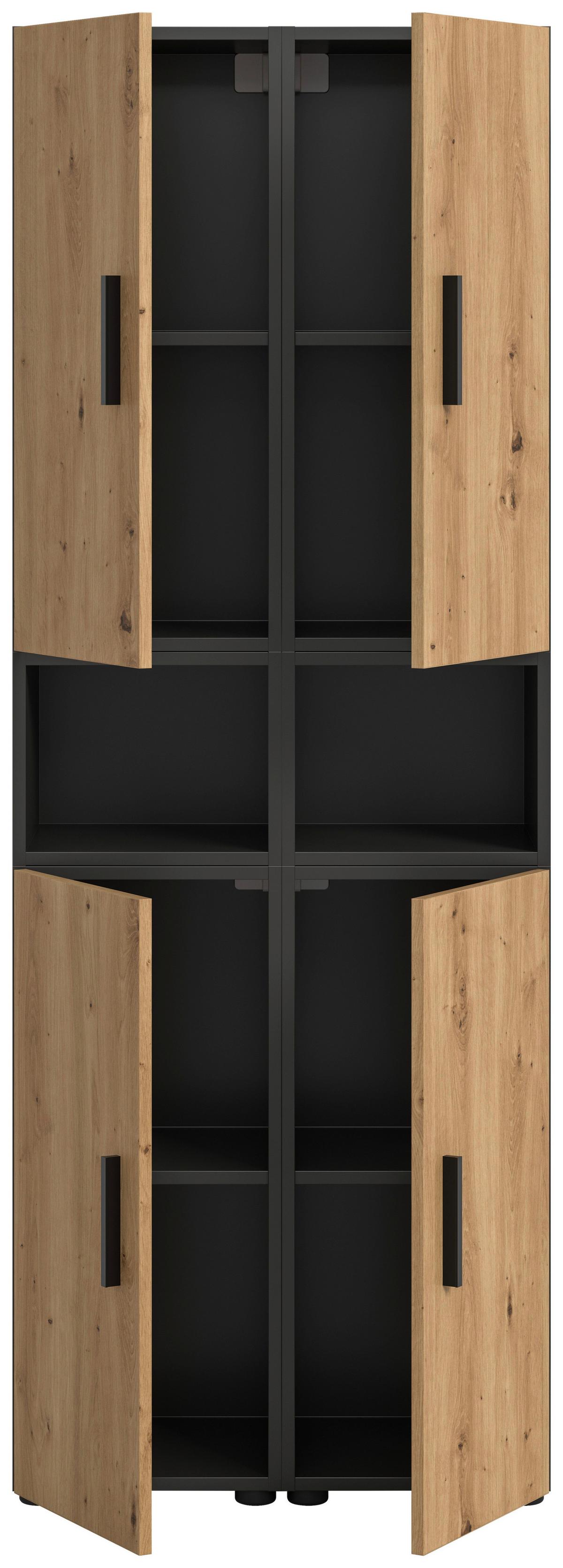 Wohnwand, The One 9, B: 65 cm Artisan Eiche Dekor/Grau - Schwarz/Eiche Artisan, Trend, Holzwerkstoff (65/178/34cm)