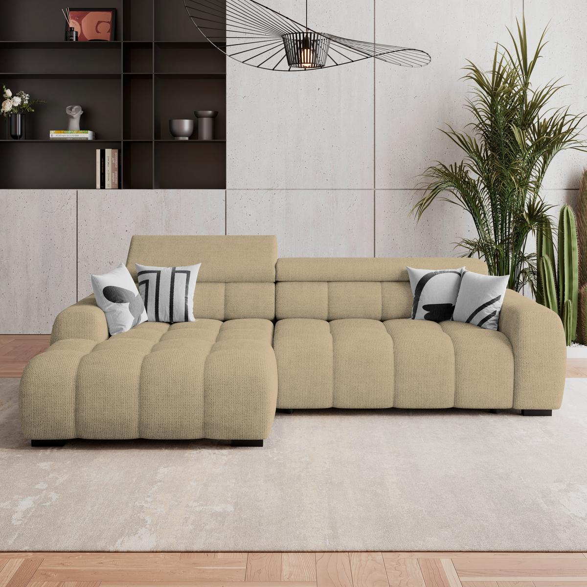 Ecksofa Fargo S Taupe, B: 168cm - Taupe/Schwarz, Trend, Textil (168/285cm)