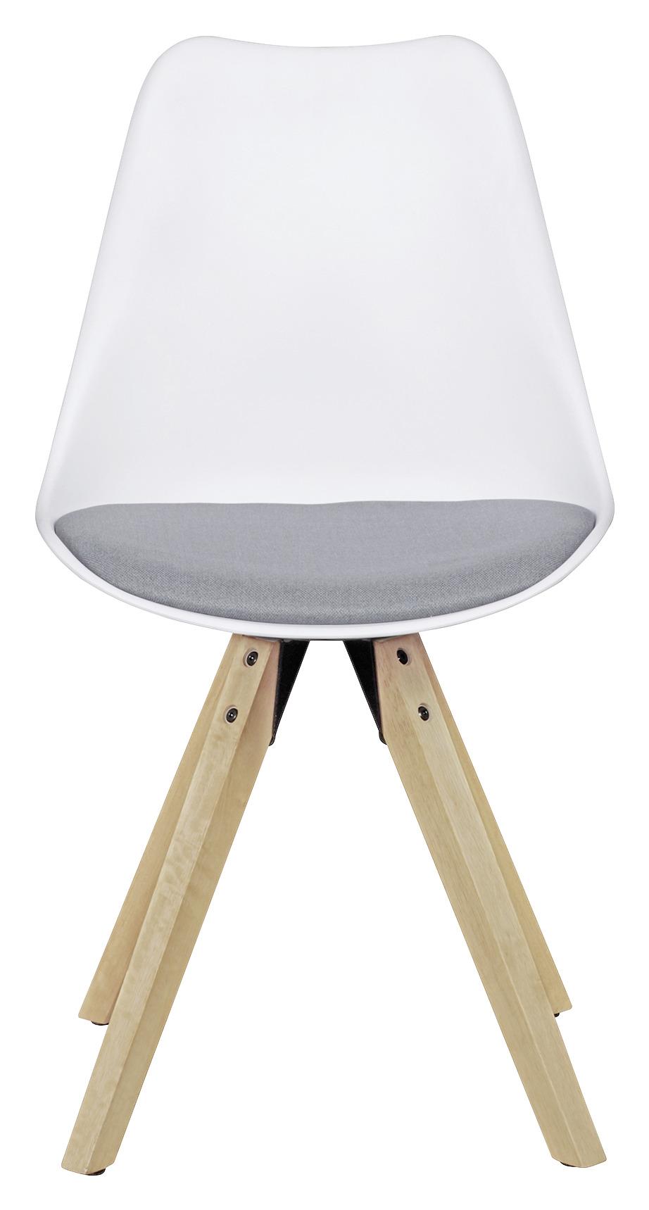 MID.YOU Schalenstuhl Lima Weiß Beine Echtholz 2er-Set