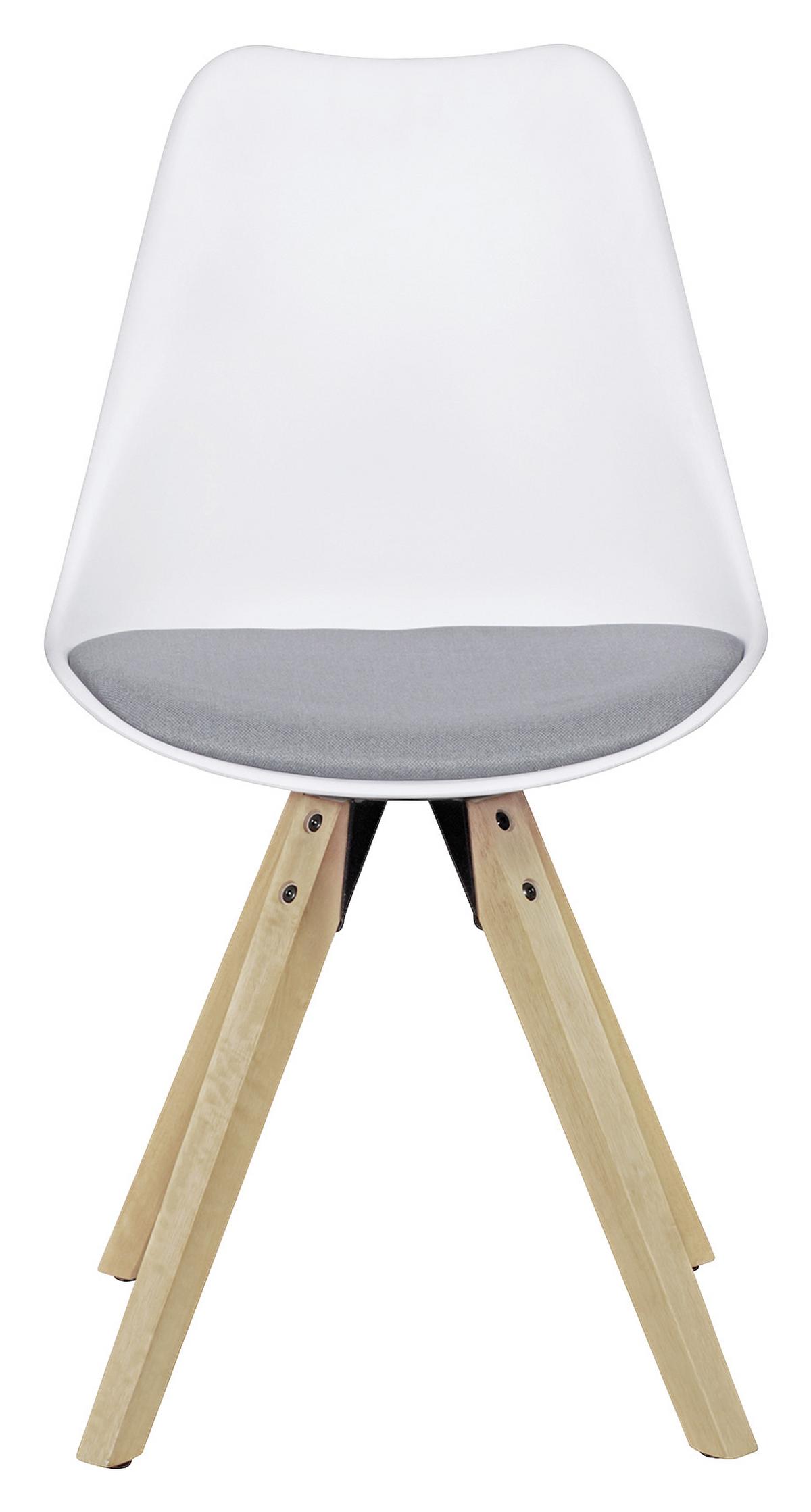 Schalenstuhl Lima Weiß Beine Echtholz 2er-Set - Eichefarben/Weiß, Design, Holz/Kunststoff (48/89/48cm) - MID.YOU