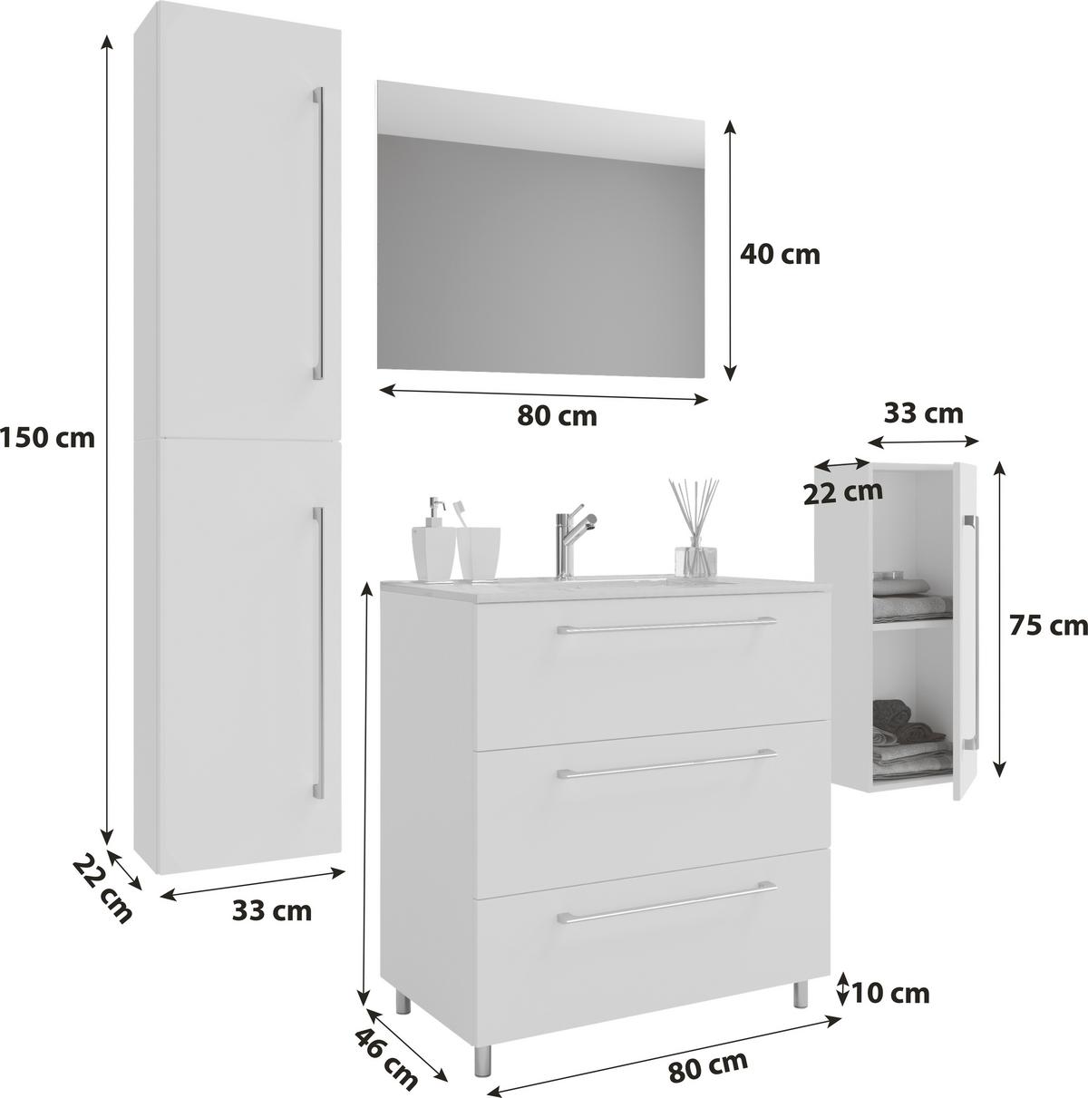Badezimmer Schubo 5-teilig Schwarz B: 146 Cm - Alufarben/Schwarz, MODERN, Keramik/Holzwerkstoff (146cm) - MID.YOU