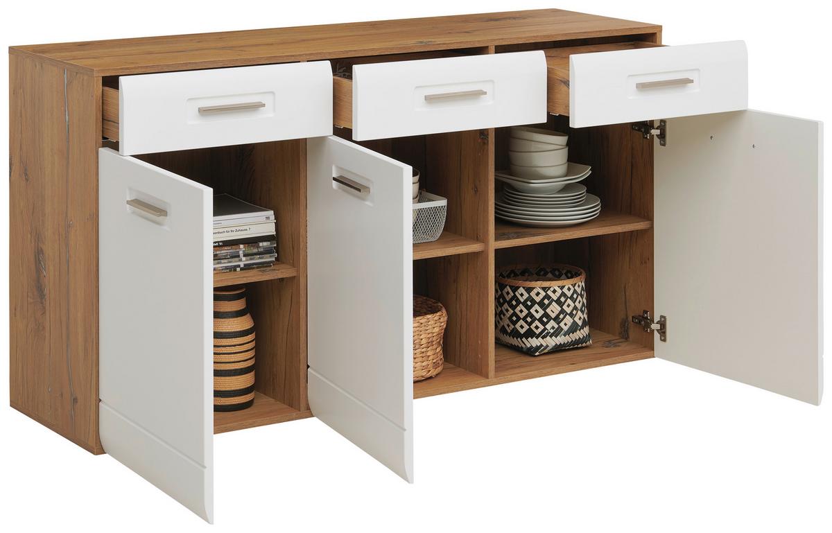 Sideboard Mit Soft-Close B: 150 cm Auris, Weiß/Eiche Dekor - MODERN, Holzwerkstoff (150/81,3/43,1cm) - Luca Bessoni
