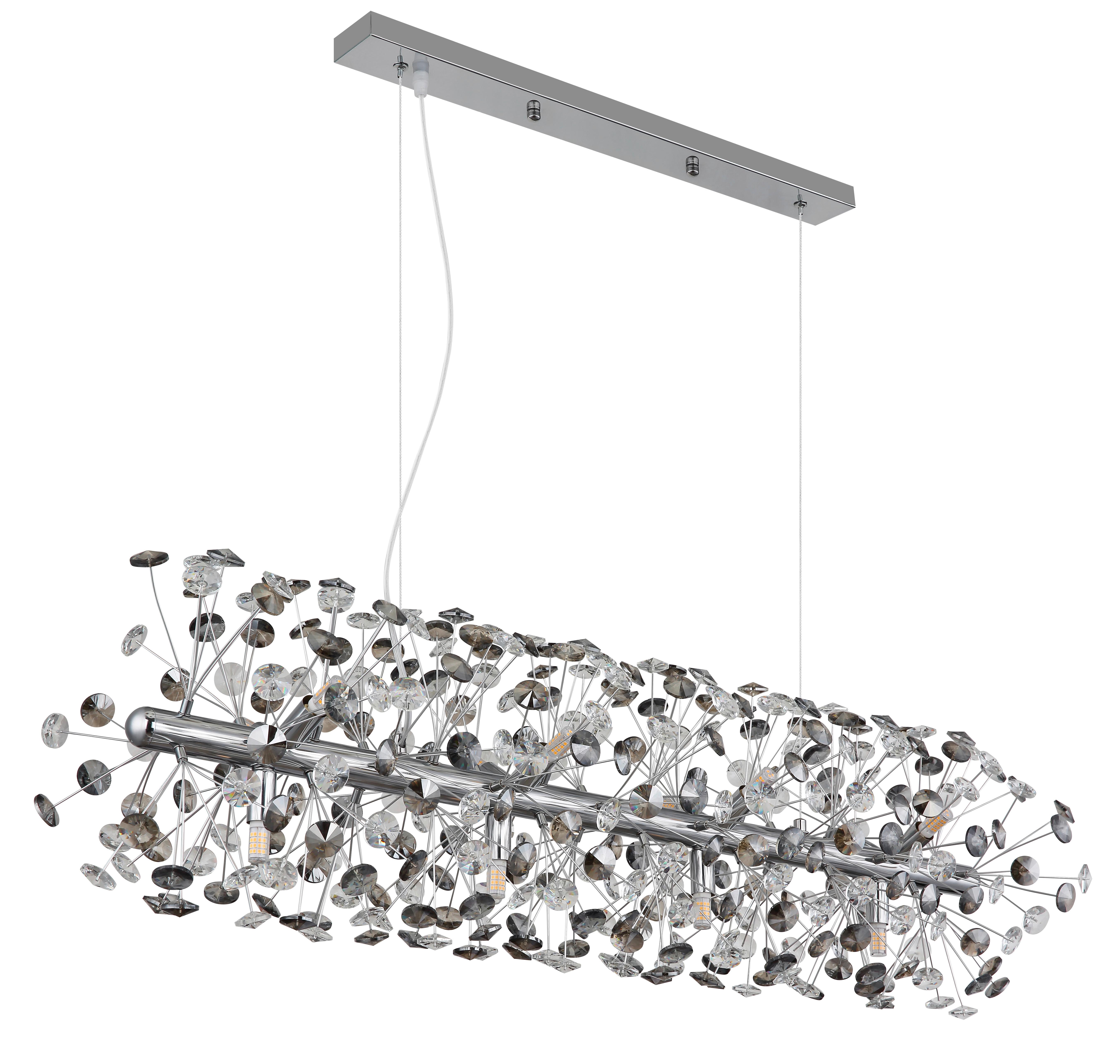 Kristály Függőlámpa 64135h4c  Katrina - krómszínű/áttetsző, Lifestyle, műanyag/üveg (90/30/150cm) - Globo