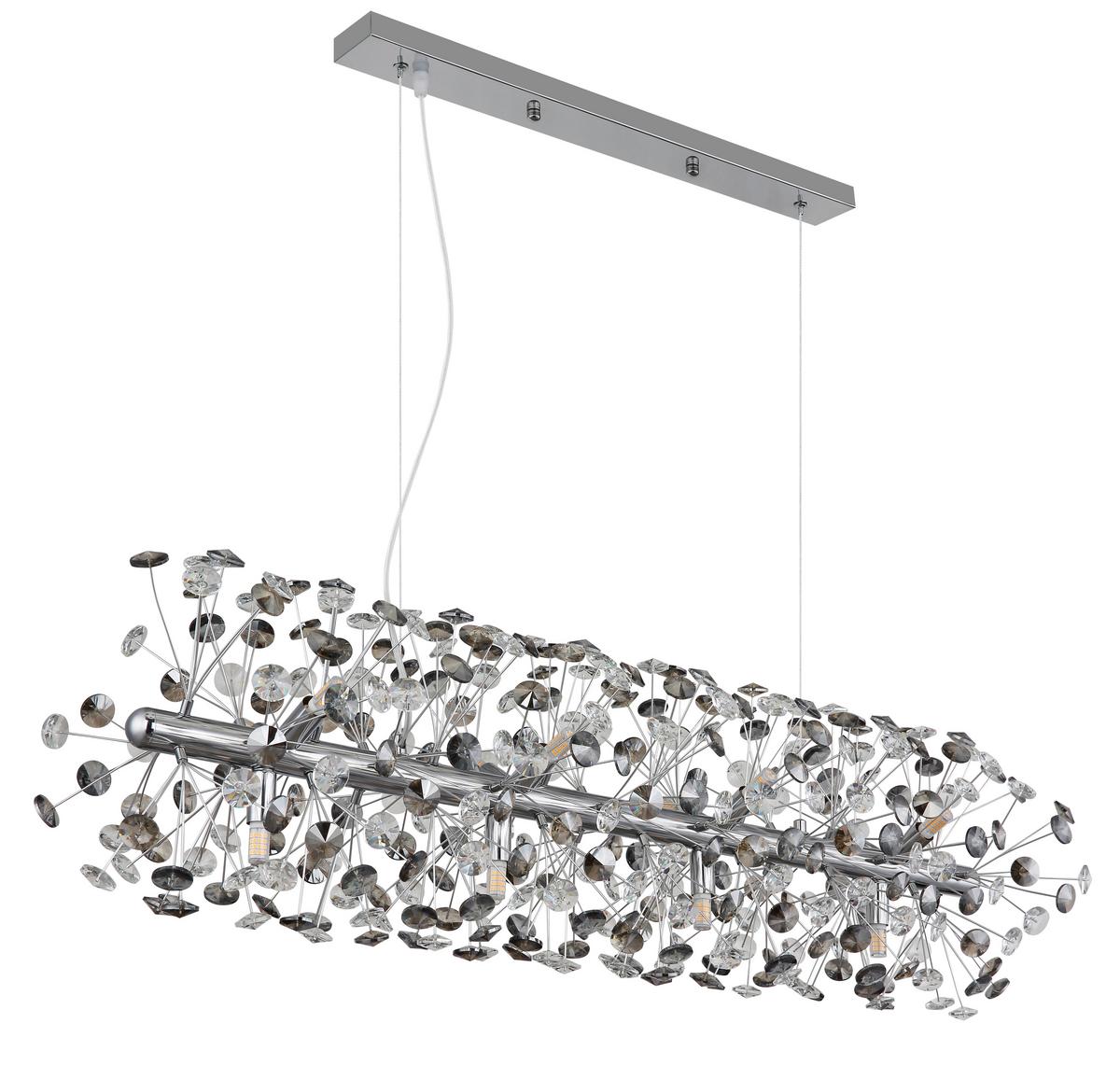 Kristály Függőlámpa 64135h4c  Katrina - krómszínű/áttetsző, Lifestyle, műanyag/üveg (90/30/150cm) - Globo