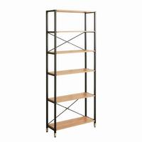 Leiterregal Naturfarben/Schwarz B: 85 cm - Schwarz/Naturfarben, Design, Holzwerkstoff/Metall (85/210/30cm) - Livetastic