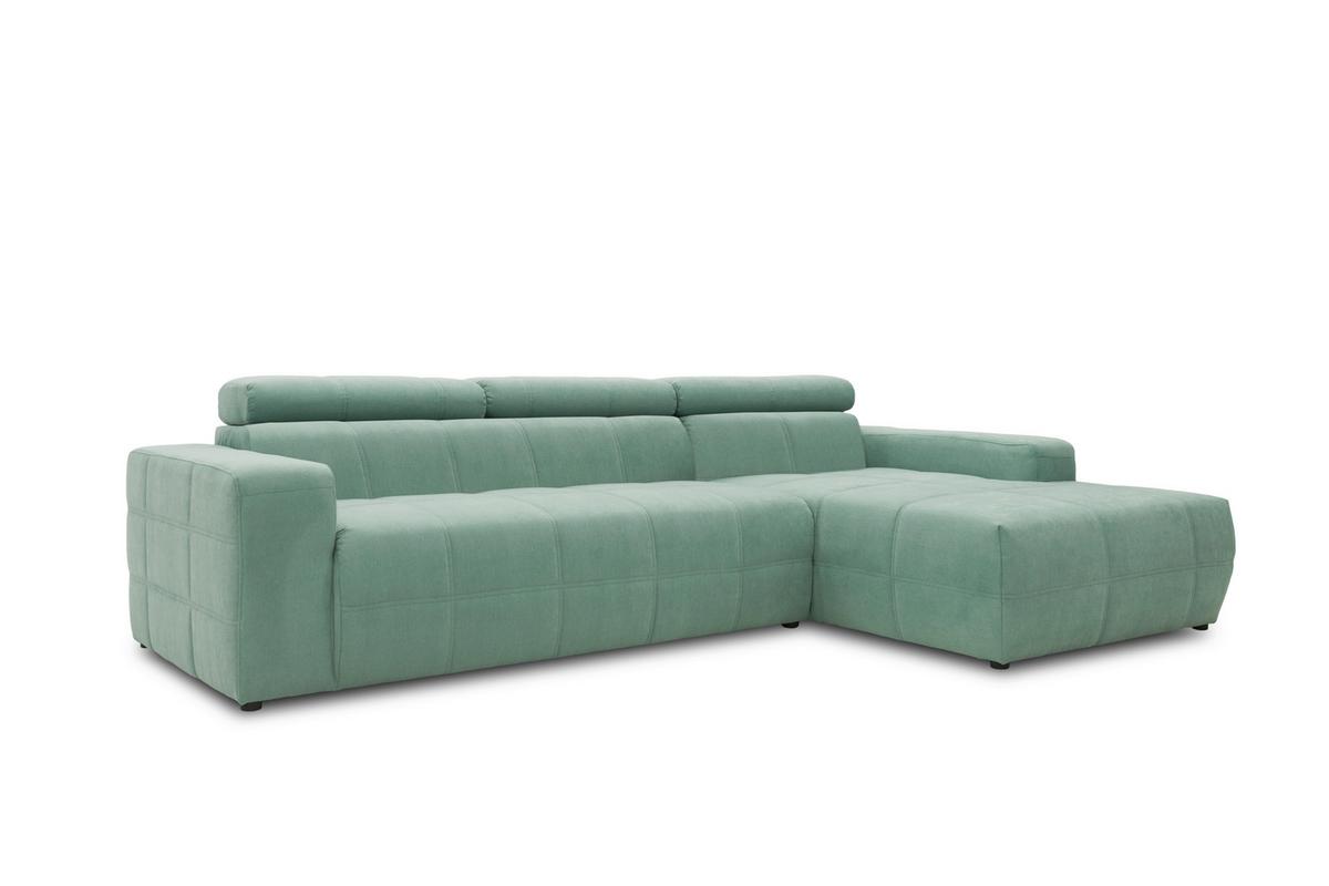 Ecksofa Brandon Kopfteile Verstellbar Mintgrün - Schwarz/Mintgrün, Design, Textil (285/175cm) - MID.YOU