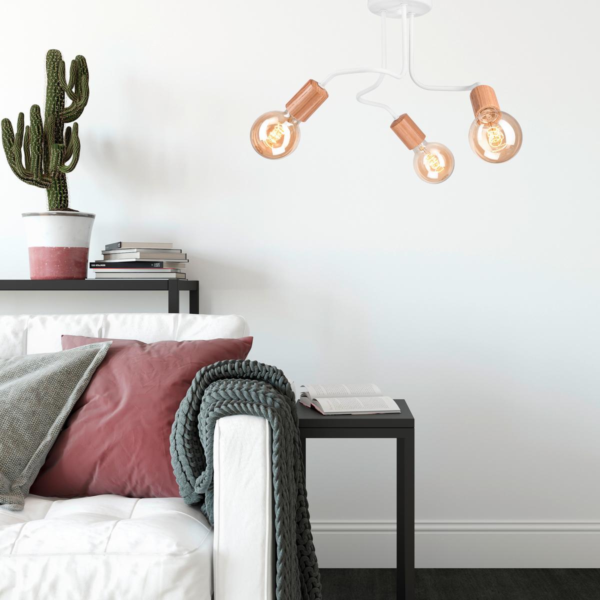 Deckenleuchte Weiß D: 40 Cm - Weiß, Basics, Holz/Metall (40/26cm)