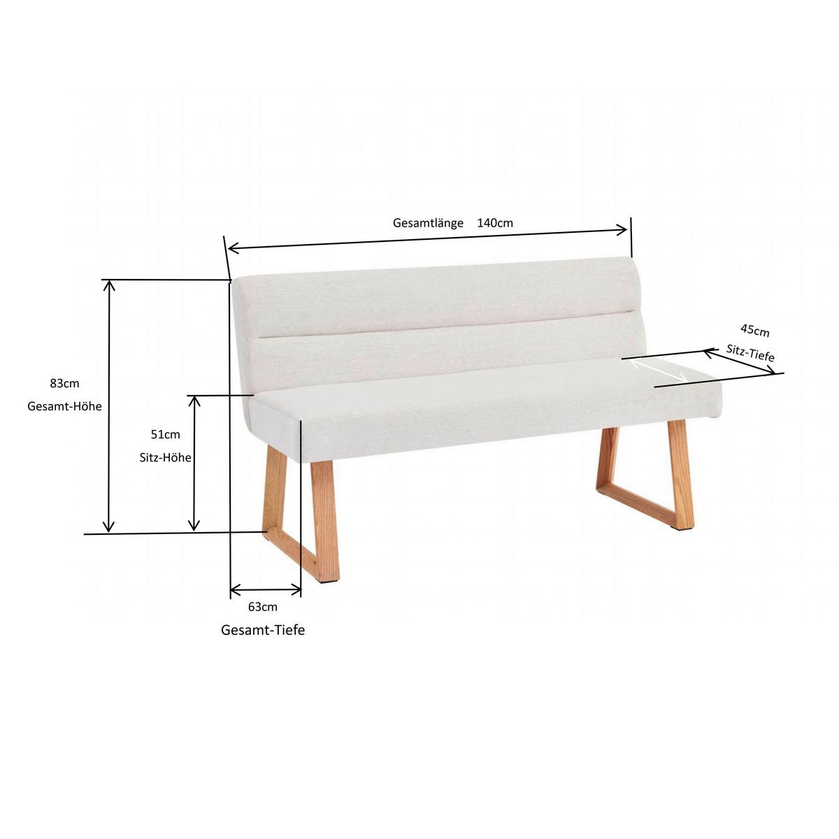 Sitzbank Linnea Eichefarben/Beige B: 140 cm - Eichefarben/Beige, MODERN, Holz/Textil (140/82/61cm) - Livetastic