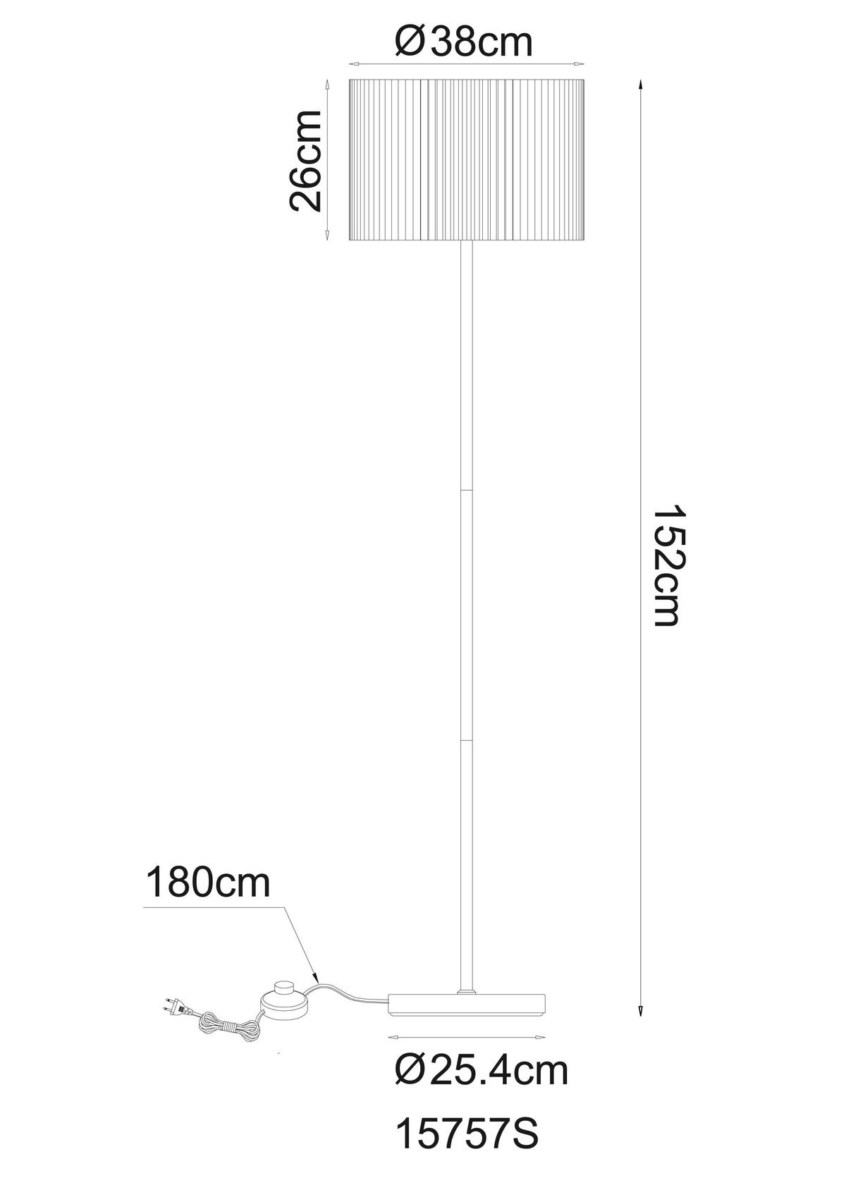 Stehleuchte Naturfarben Schwarz D: 38 cm - Schwarz/Naturfarben, KONVENTIONELL, Textil/Metall (38/152cm) - Globo