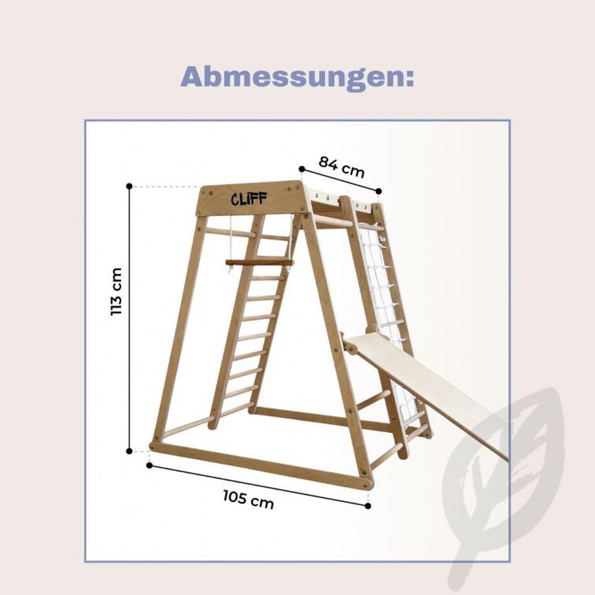 platzsparendes Klettergerüst natur - Birkefarben, Basics, Holz (84/105/113cm) - CLIFF