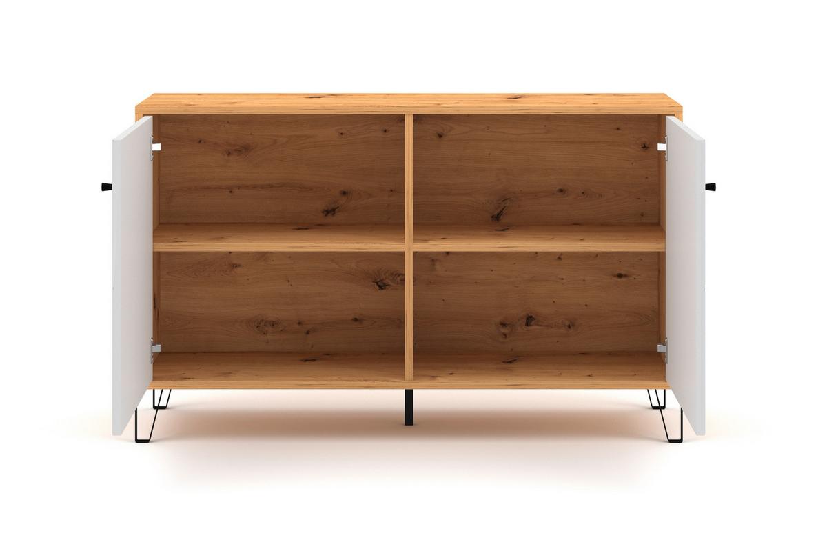 Kommode 123 cm 2d Bilbao Bl4, Weiß - Schwarz/Weiß, Design, Holzwerkstoff (123/75/40cm) - Livetastic