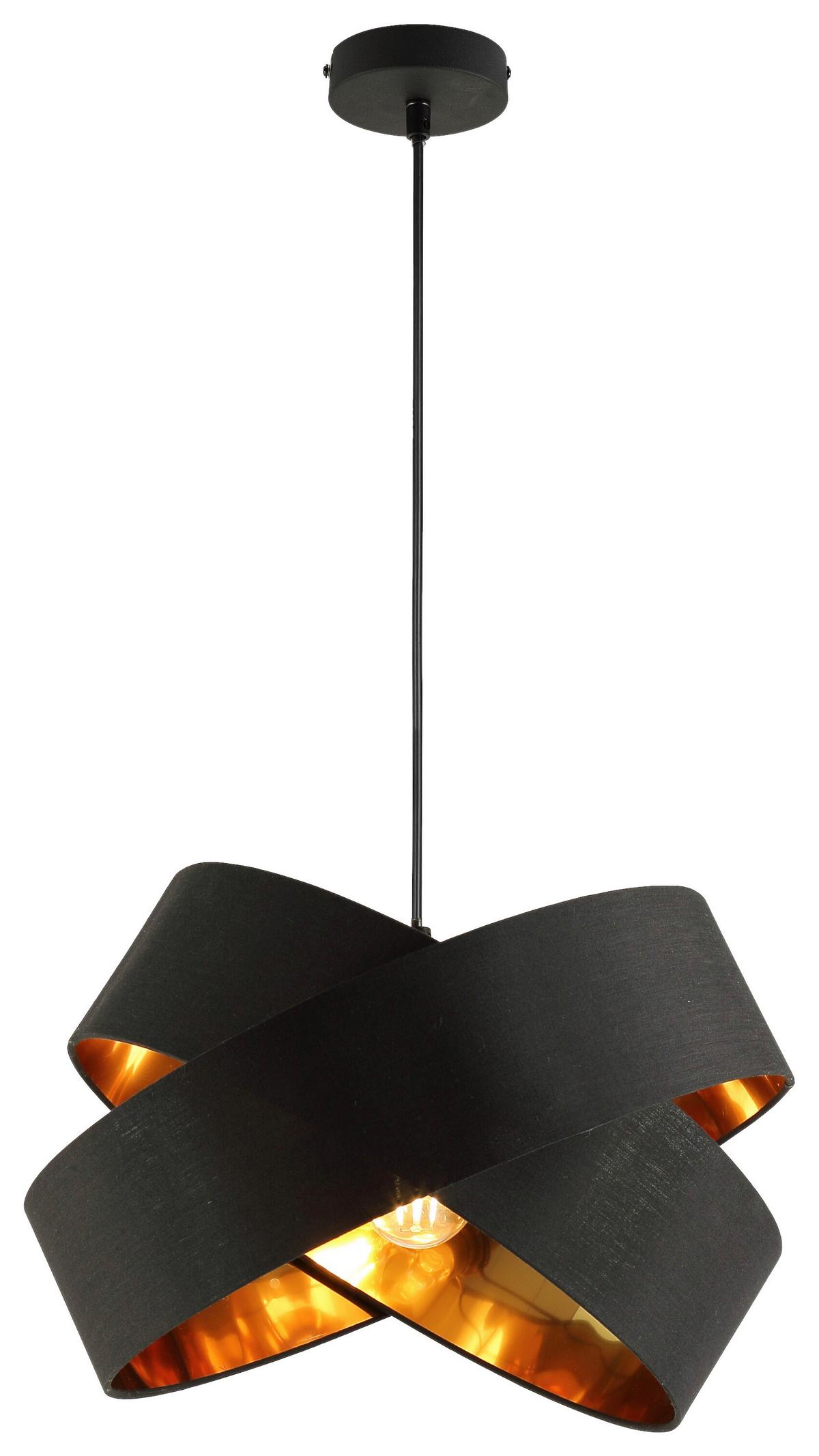 ZÁVĚSNÉ SVÍTIDLO GOLDI - černá/barvy zlata, Moderní, kov/textil (38/120cm) - Modern Living