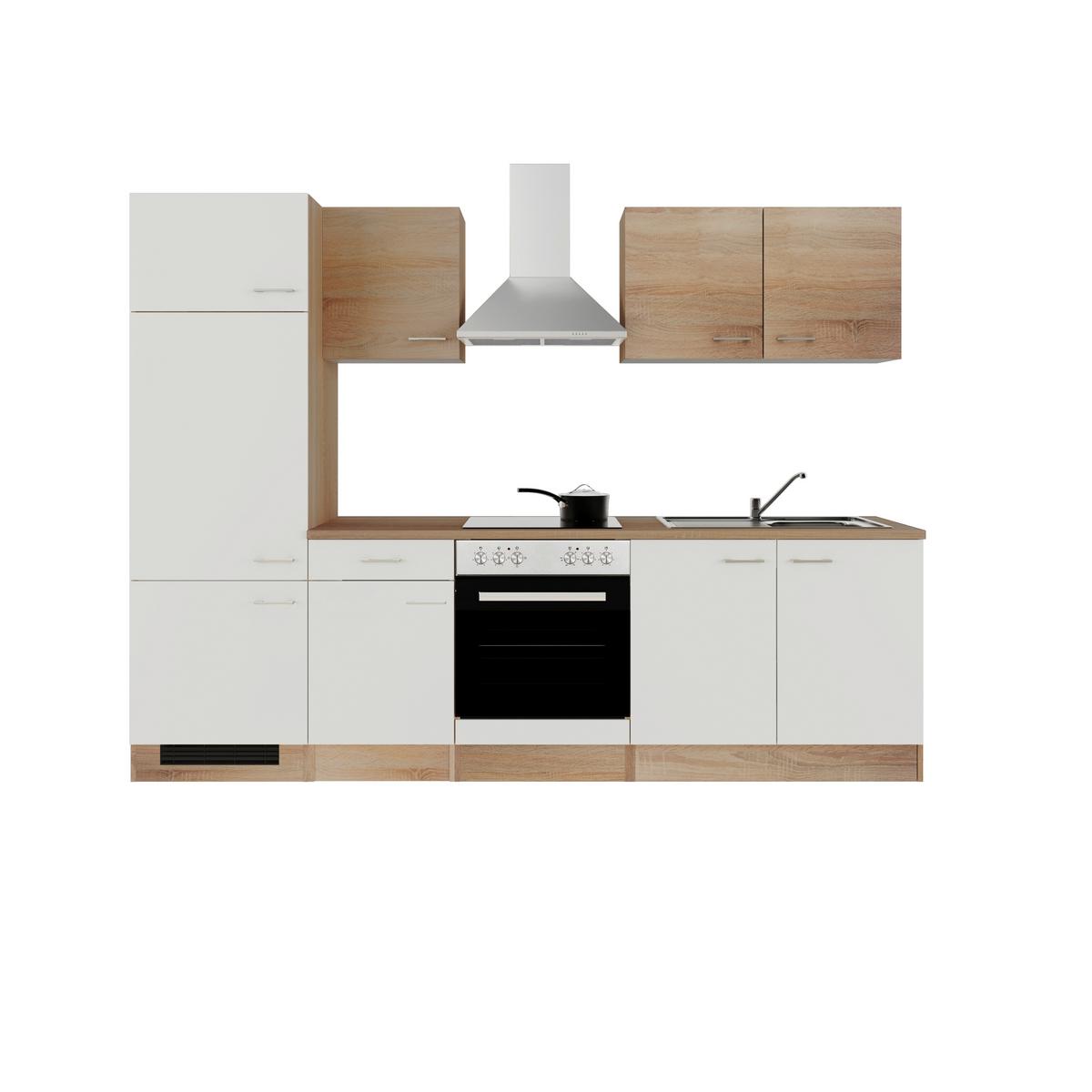 Küchenblock Samoa - Weiß/Sonoma Eiche, KONVENTIONELL, Holzwerkstoff (270/200/60cm) - FlexWell