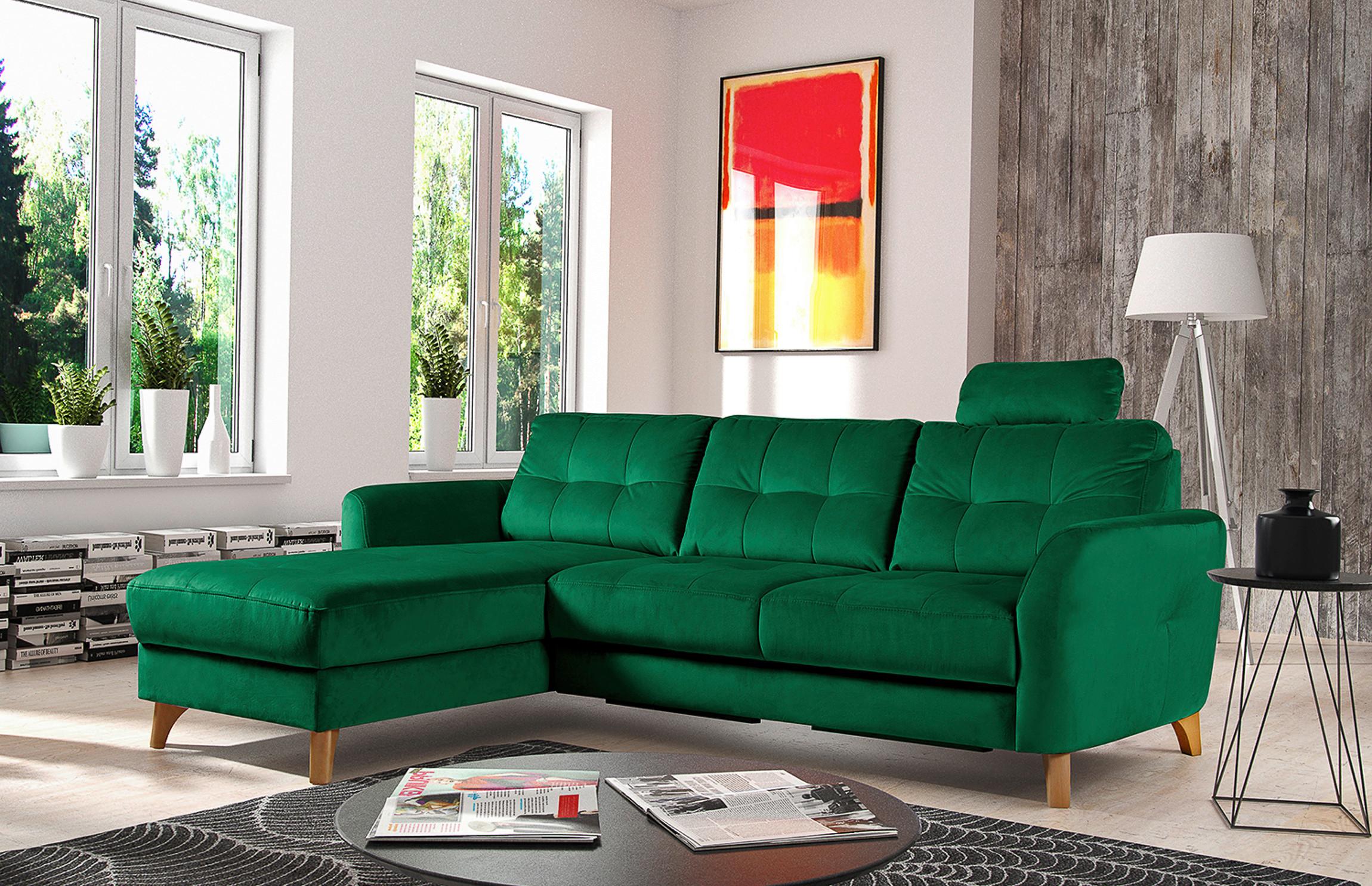 Ecksofa Nordic Dunkelgrün, S: 168 cm - Dunkelgrün/Buchefarben, Design, Textil (168/238cm) - Livetastic