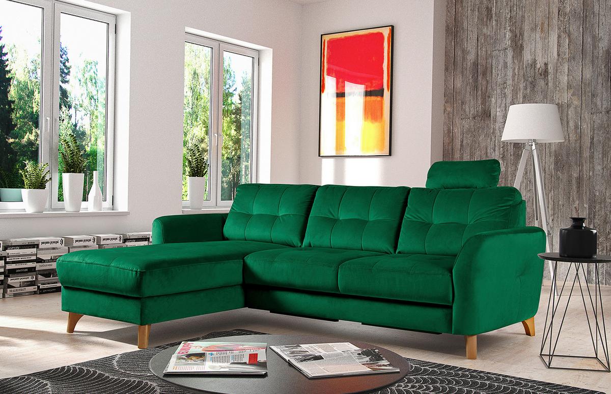Ecksofa Nordic Dunkelgrün, S: 168 cm - Dunkelgrün/Buchefarben, Design, Textil (168/238cm) - Livetastic