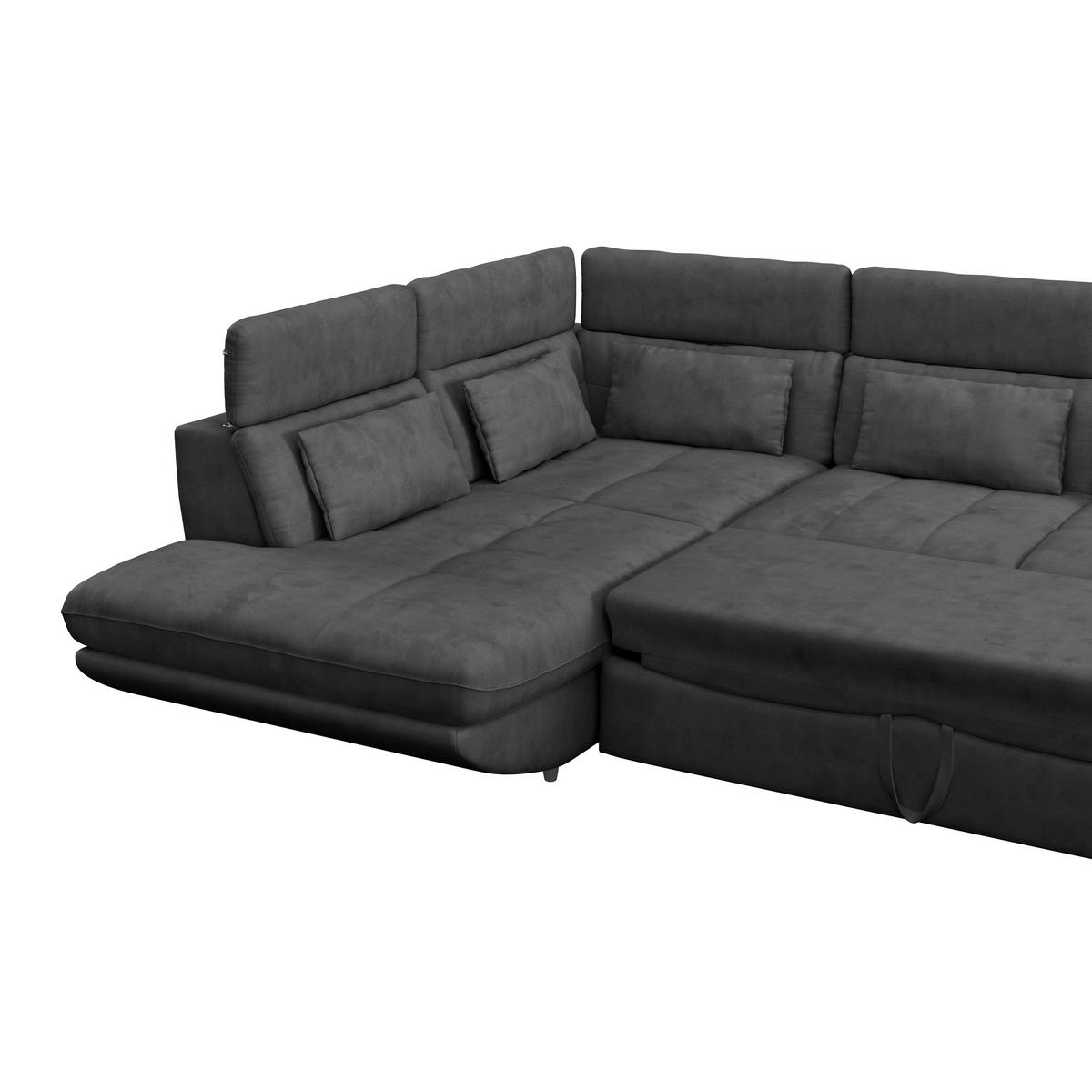 Wohnlandschaft Park - Anthrazit/Schwarz, MODERN, Textil (311/233cm) - Luca Bessoni
