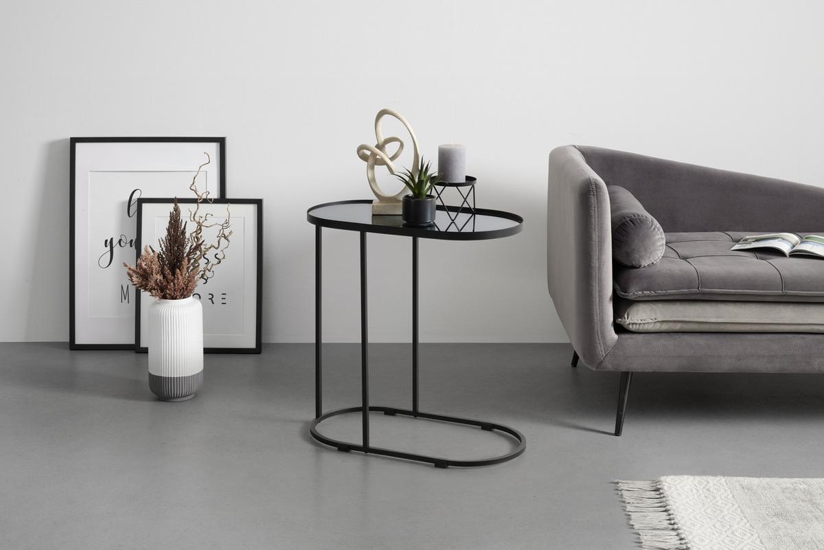 Odkládací stolek NOBILE černá - černá, Moderní, kov/sklo (55/29/55cm) - Premium Living