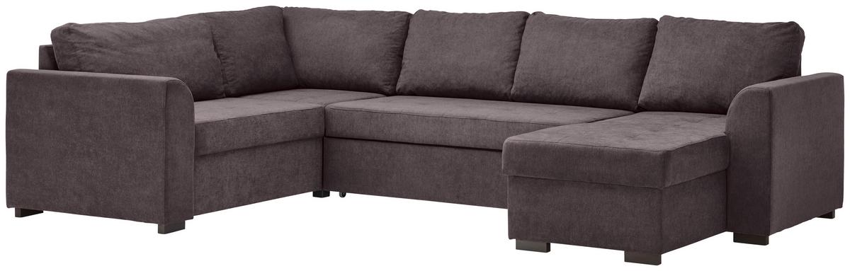 Rozkládací sedací souprava Reno U, barva tmavě šedá - černá/tmavě šedá, Design, textil/plast (205/311/160cm) - Xora