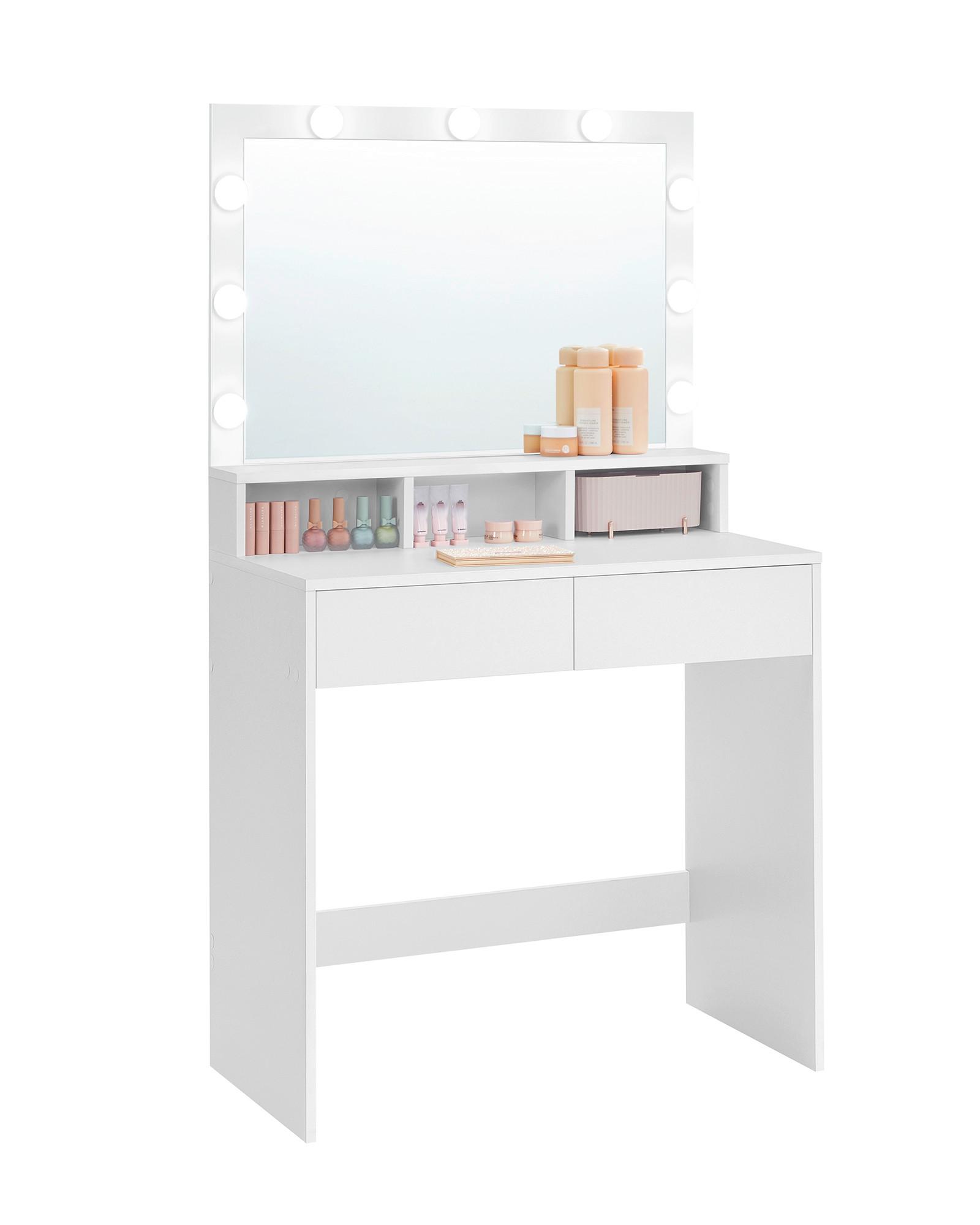 Schminktisch B: 40 Cm Weiß - Weiß, Trend, Glas/Holzwerkstoff (80/40/140cm) - Boxxx